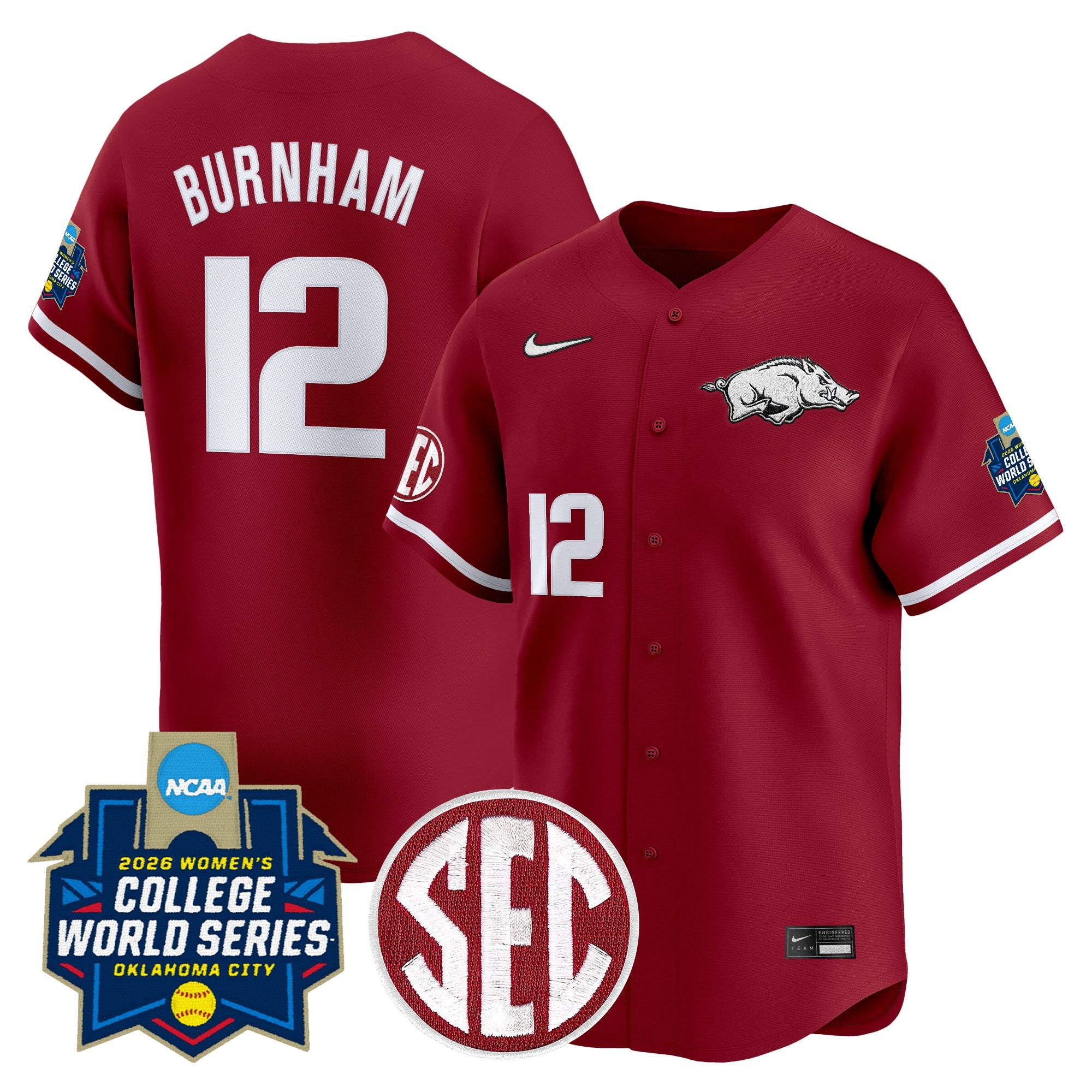 Men's Size - Arkansas Softball 2026 World Series (WCWS) Vapor Premier Limited Jersey - All Stitched