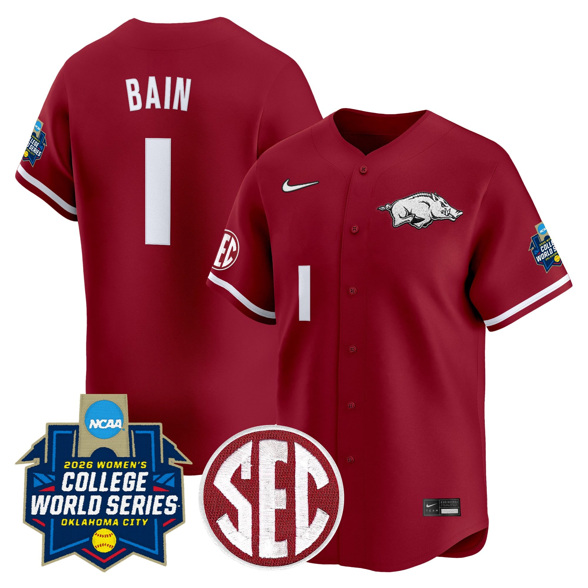 Men's Size - Arkansas Softball 2026 World Series (WCWS) Vapor Premier Limited Jersey - All Stitched