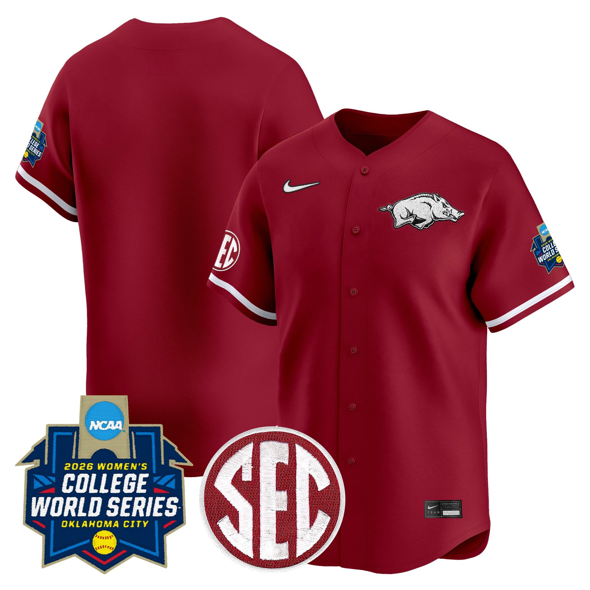 Men's Size - Arkansas Softball 2026 World Series (WCWS) Vapor Premier Limited Jersey - All Stitched