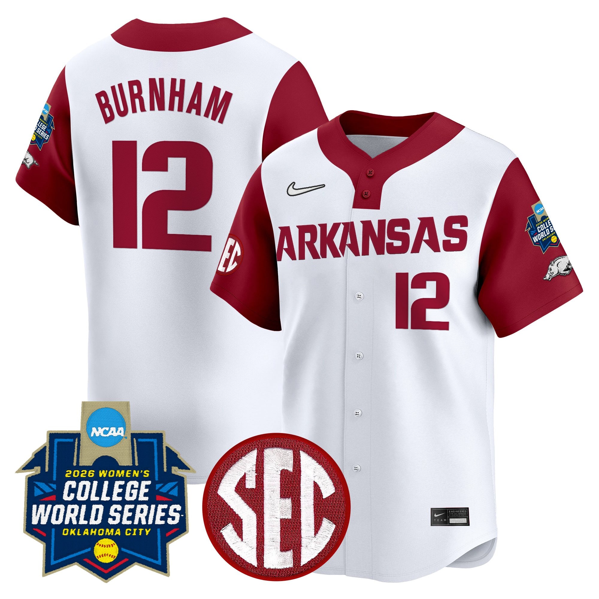 Men's Size - Arkansas Softball 2026 World Series (WCWS) Vapor Premier Limited Jersey - All Stitched