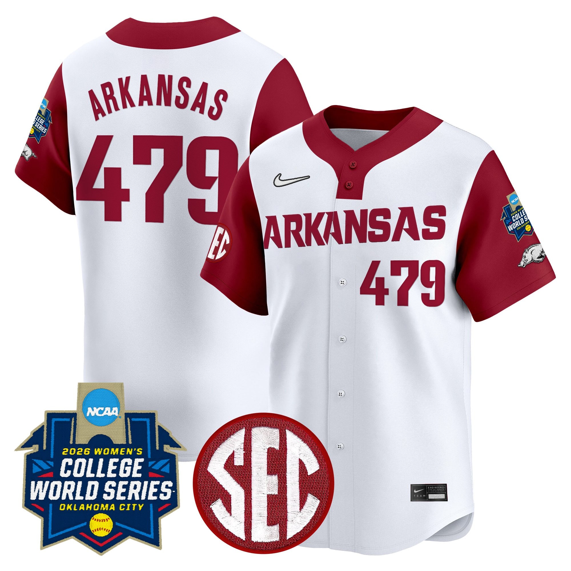Men's Size - Arkansas Softball 2026 World Series (WCWS) Vapor Premier Limited Jersey - All Stitched
