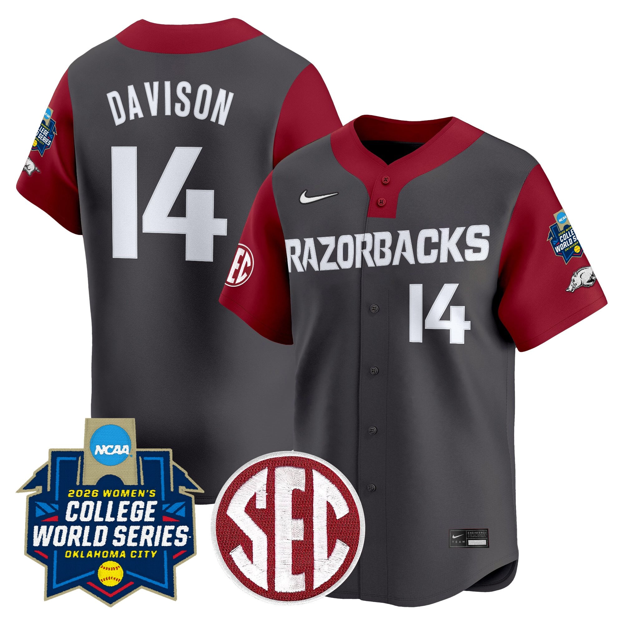 Men's Size - Arkansas Softball 2026 World Series (WCWS) Vapor Premier Limited Jersey - All Stitched
