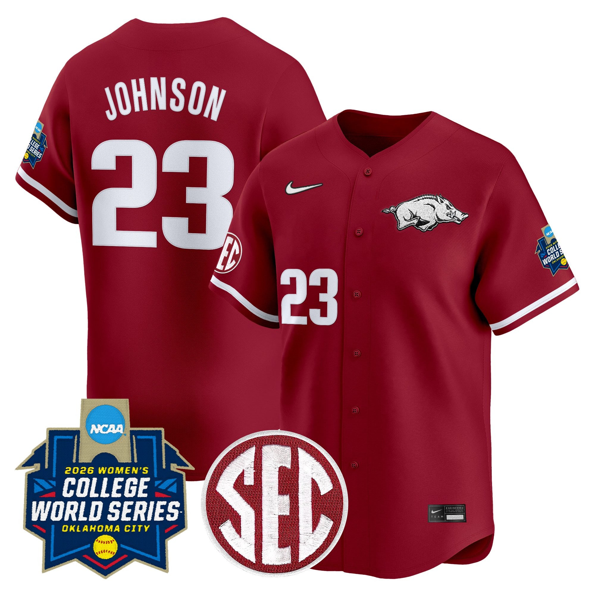 Men's Size - Arkansas Softball 2026 World Series (WCWS) Vapor Premier Limited Jersey - All Stitched