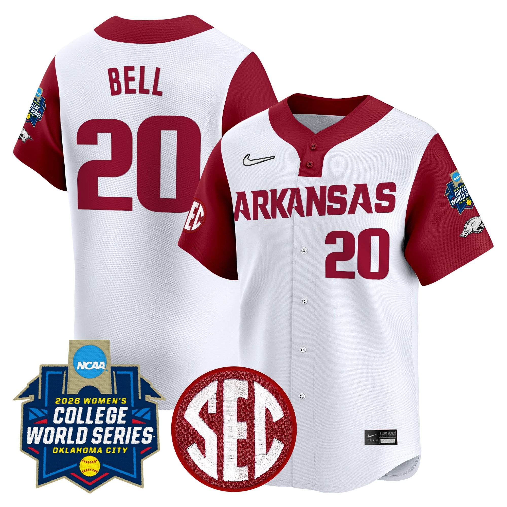 Men's Size - Arkansas Softball 2026 World Series (WCWS) Vapor Premier Limited Jersey - All Stitched