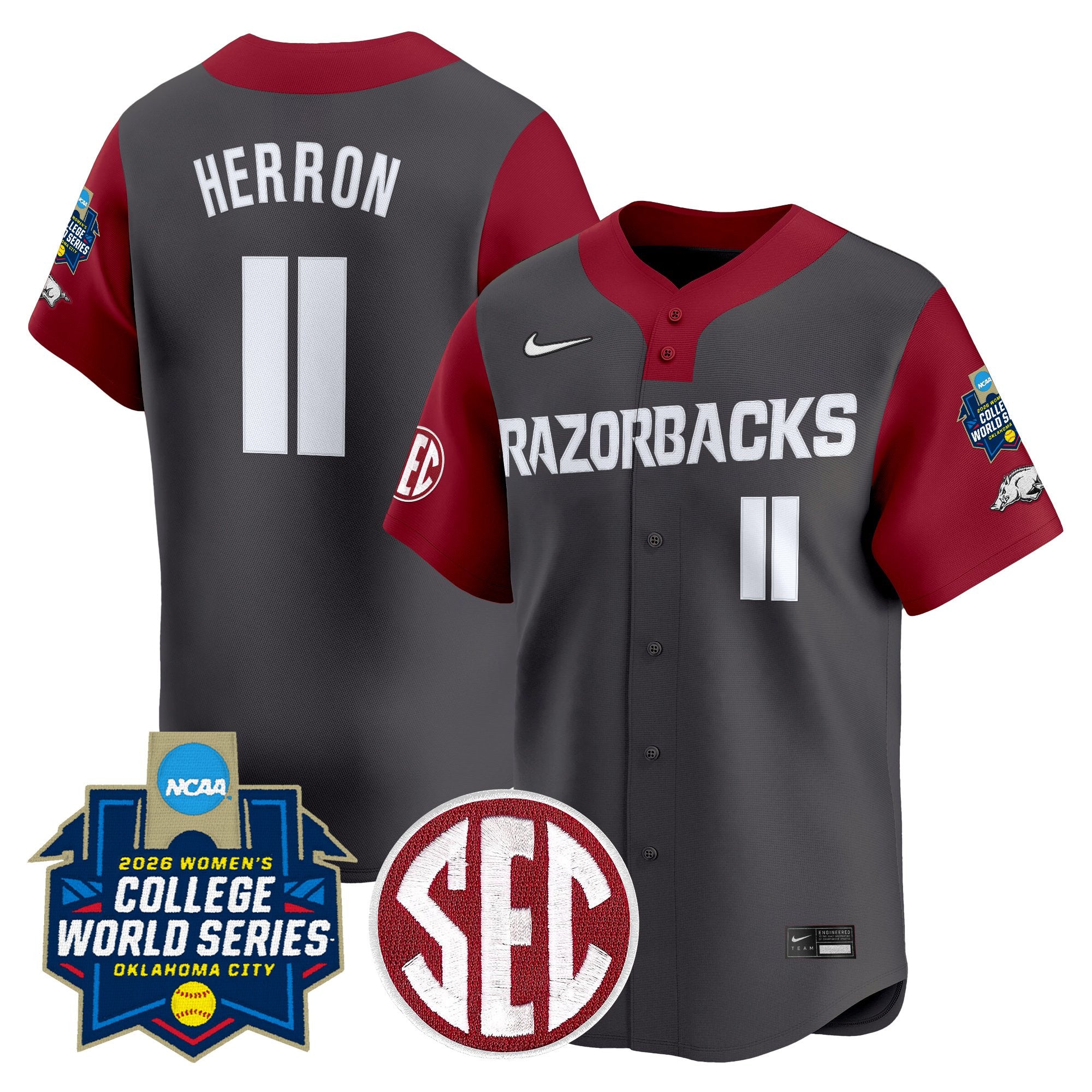 Men's Size - Arkansas Softball 2026 World Series (WCWS) Vapor Premier Limited Jersey - All Stitched