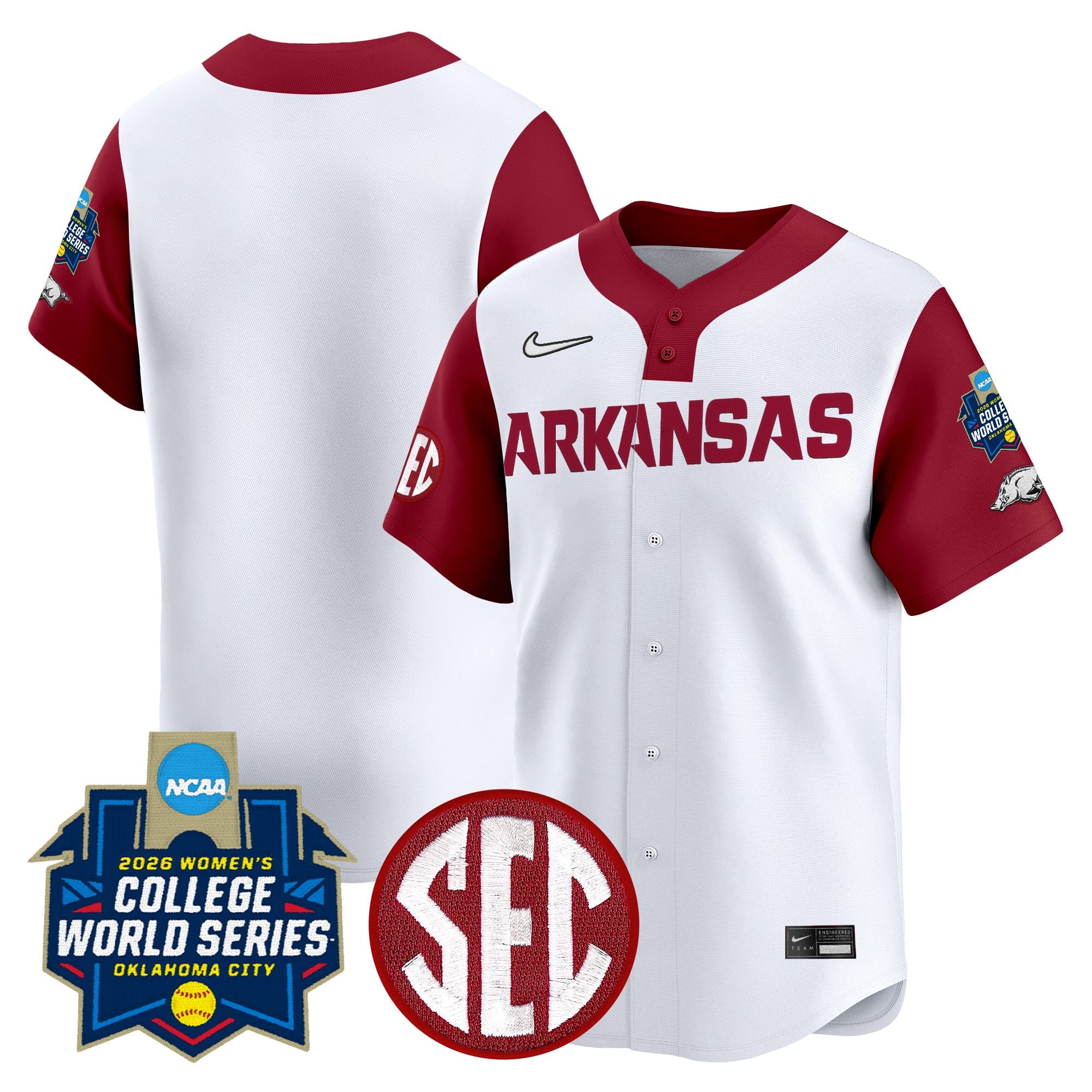 Men's Size - Arkansas Softball 2026 World Series (WCWS) Vapor Premier Limited Jersey - All Stitched