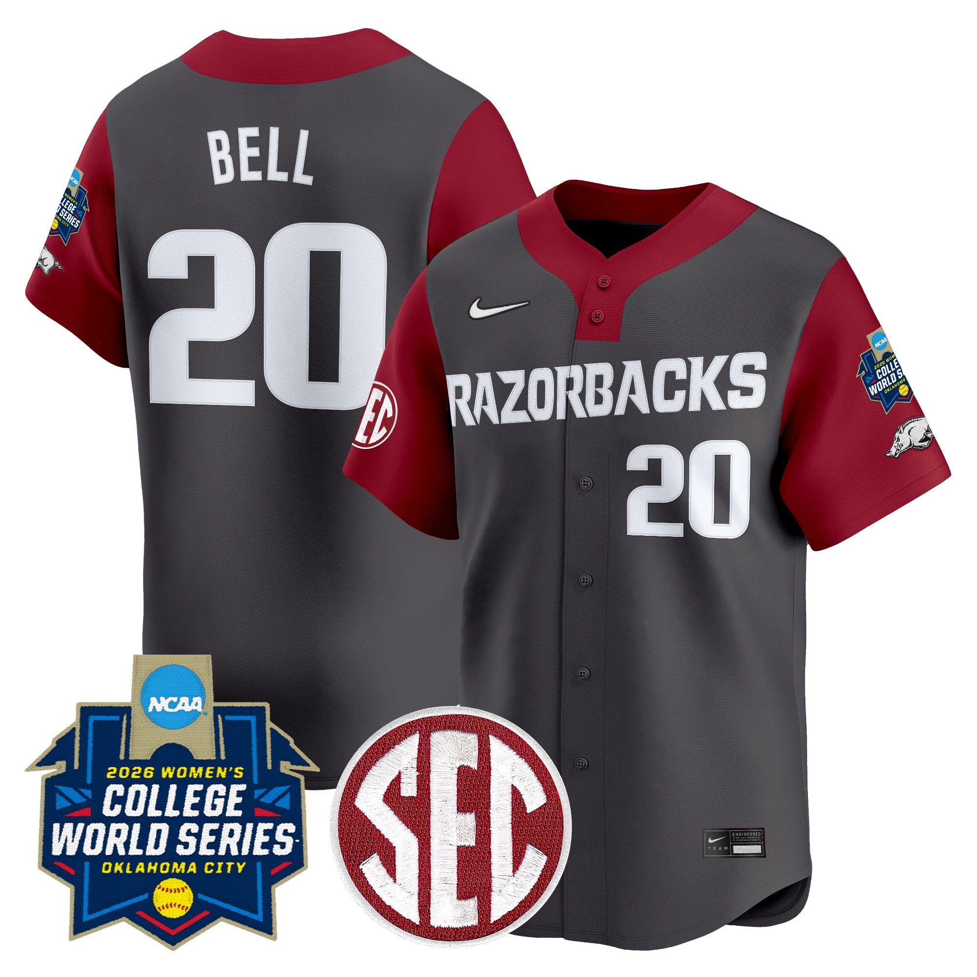 Men's Size - Arkansas Softball 2026 World Series (WCWS) Vapor Premier Limited Jersey - All Stitched