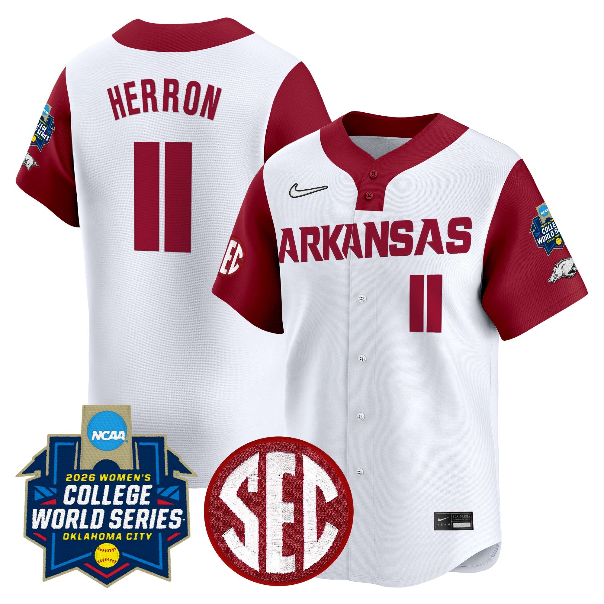 Men's Size - Arkansas Softball 2026 World Series (WCWS) Vapor Premier Limited Jersey - All Stitched