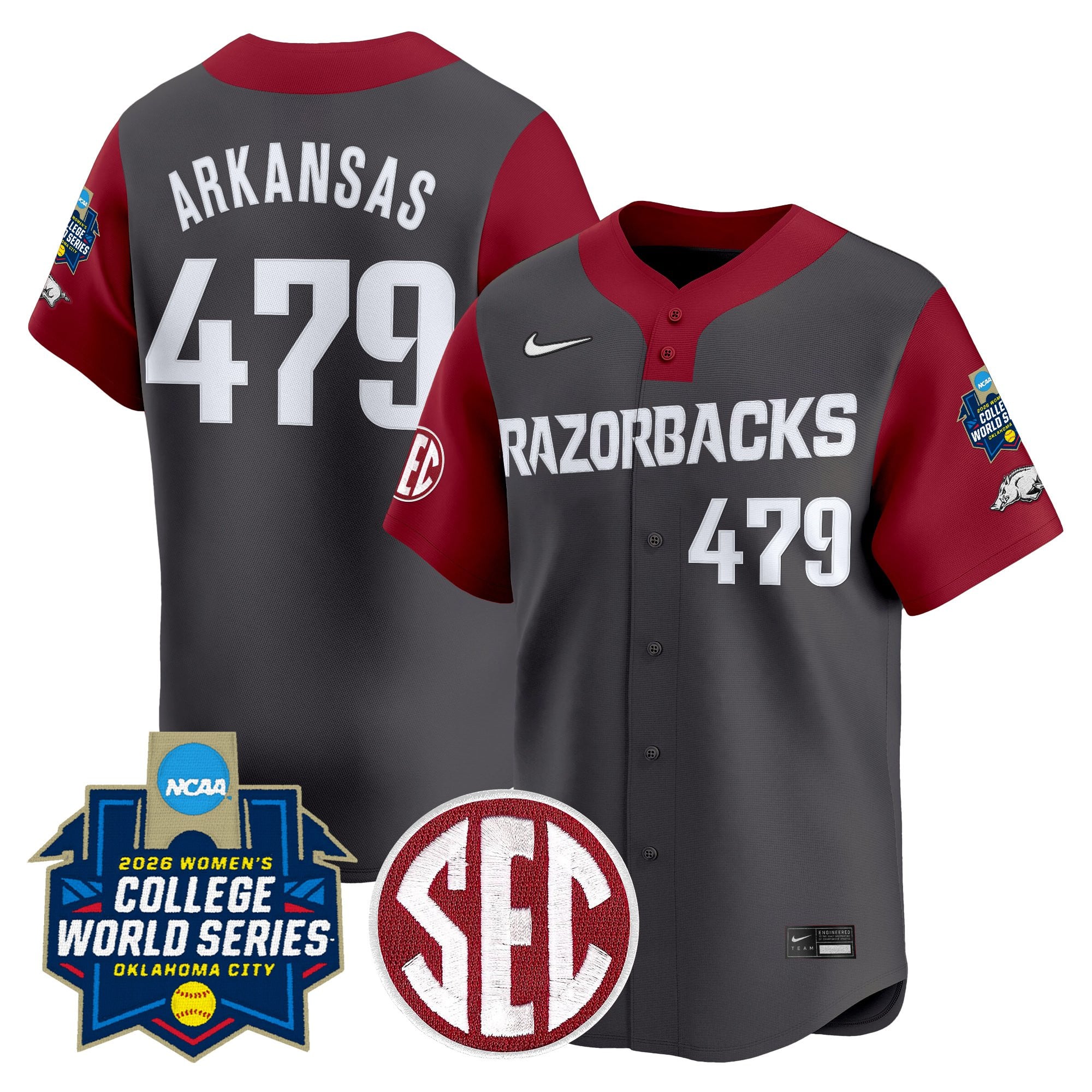 Men's Size - Arkansas Softball 2026 World Series (WCWS) Vapor Premier Limited Jersey - All Stitched