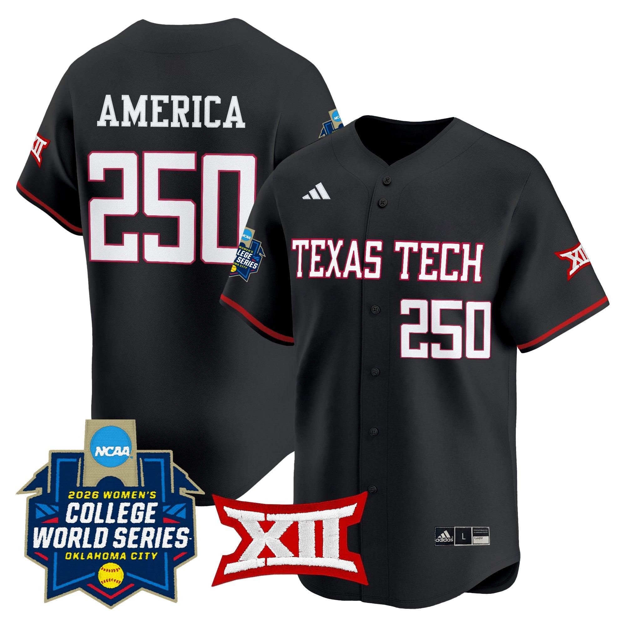 Men's size - Texas Tech Red Raiders Softball 2026 World Series (WCWS) Vapor Premier Limited Jersey - All Stitched