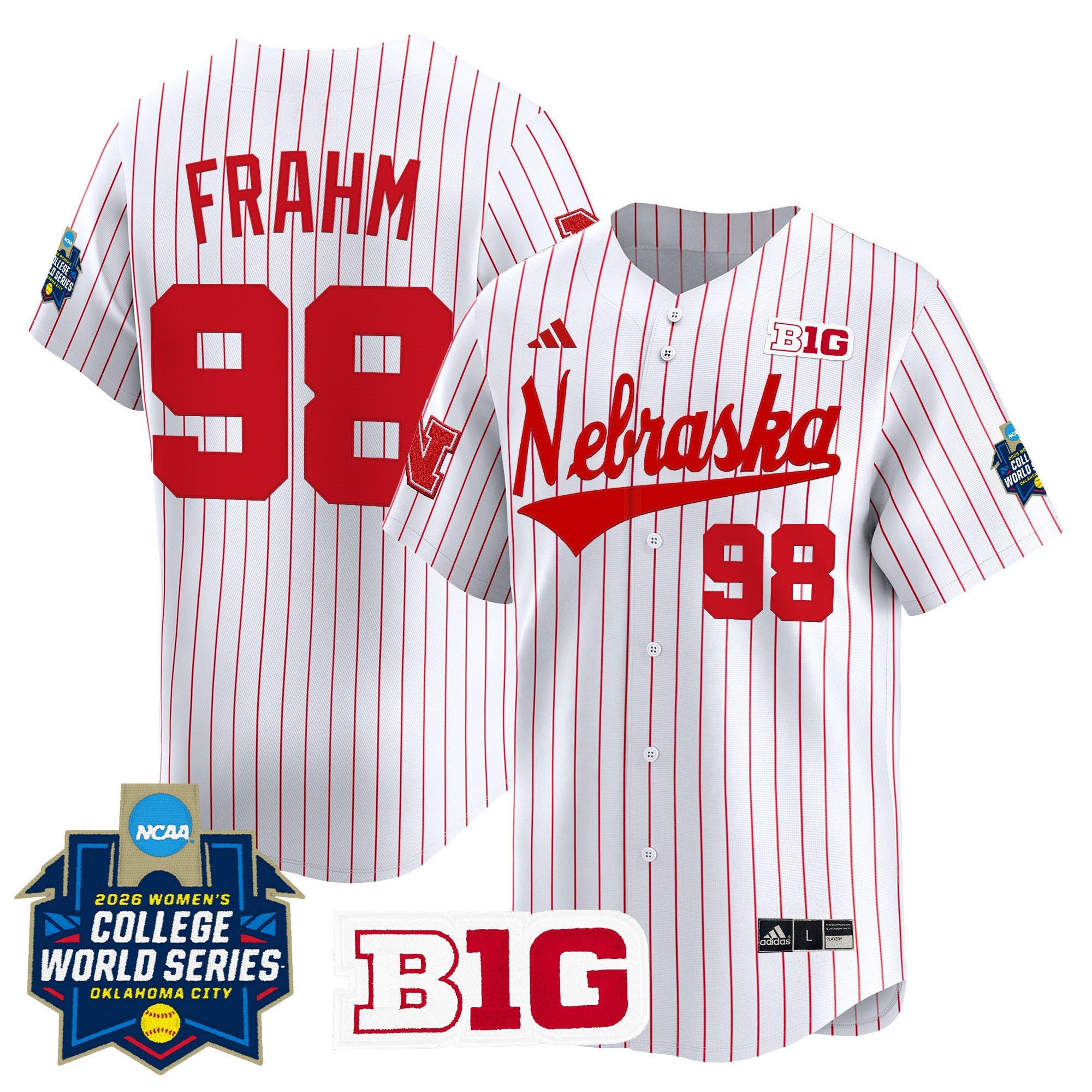Men's Size - Nebraska Cornhuskers Softball 2026 World Series (WCWS) Vapor Premier Limited Jersey - All Stitched