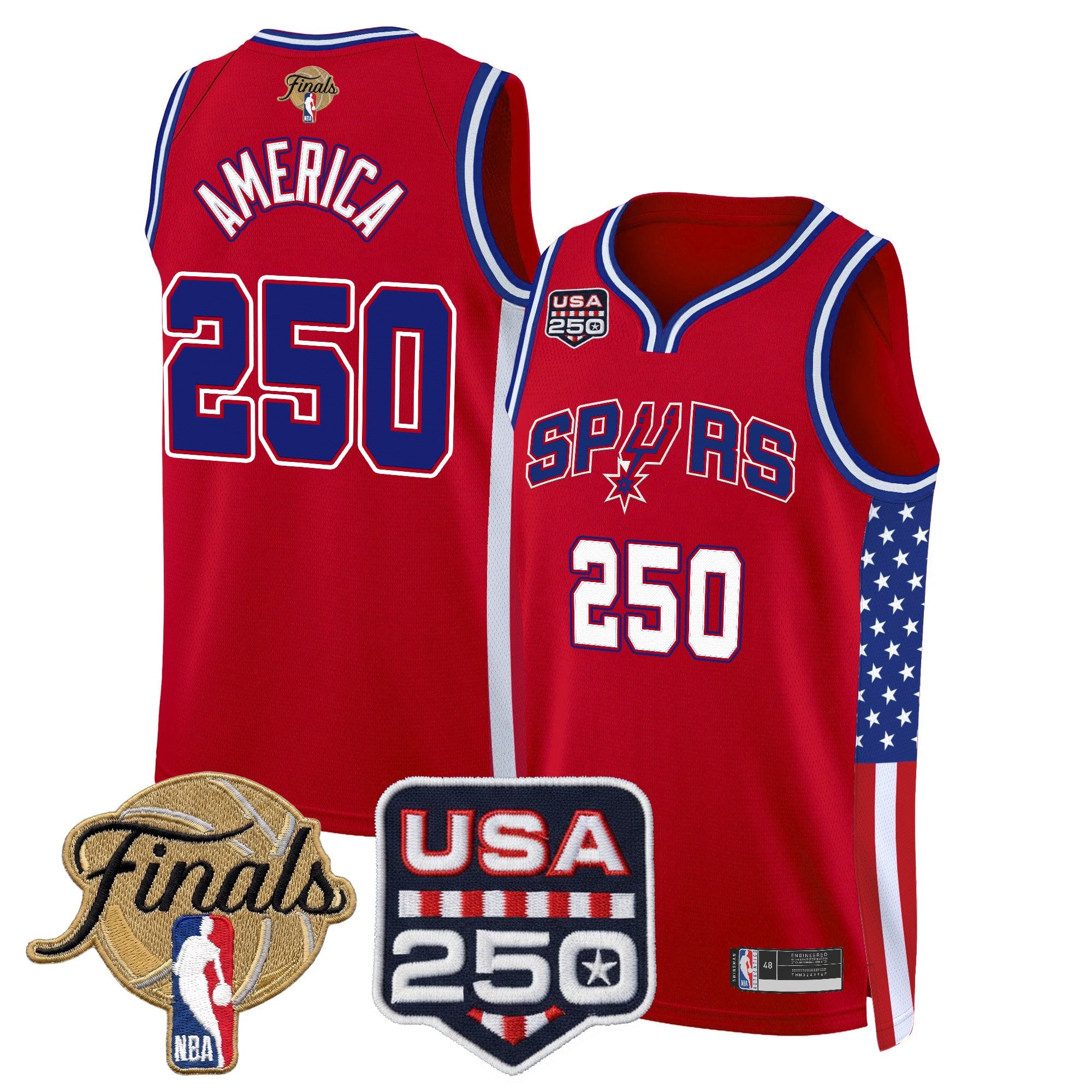 Men's San Antonio Spurs "America 250 Edition" 2026 Finals Patch Swingman Jersey - All Stitched