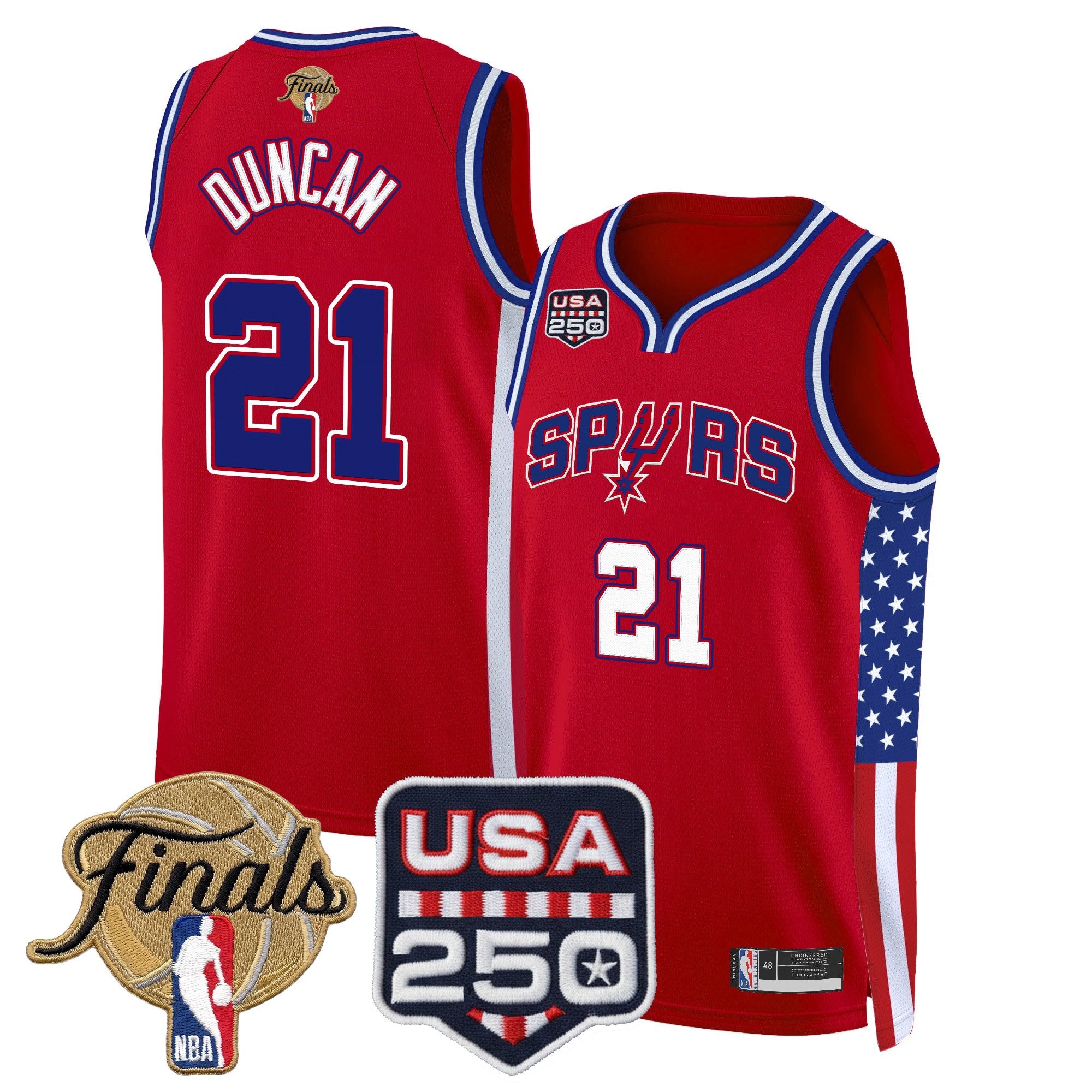 Men's San Antonio Spurs "America 250 Edition" 2026 Finals Patch Swingman Jersey - All Stitched