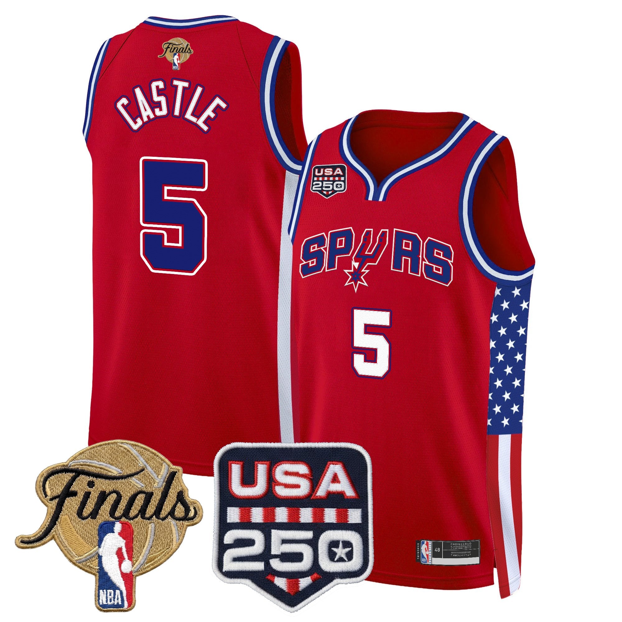 Men's San Antonio Spurs "America 250 Edition" 2026 Finals Patch Swingman Jersey - All Stitched