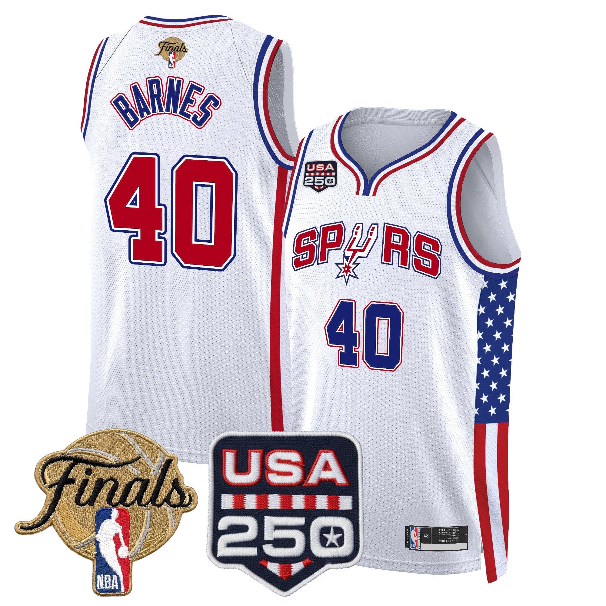 Men's San Antonio Spurs "America 250 Edition" 2026 Finals Patch Swingman Jersey - All Stitched