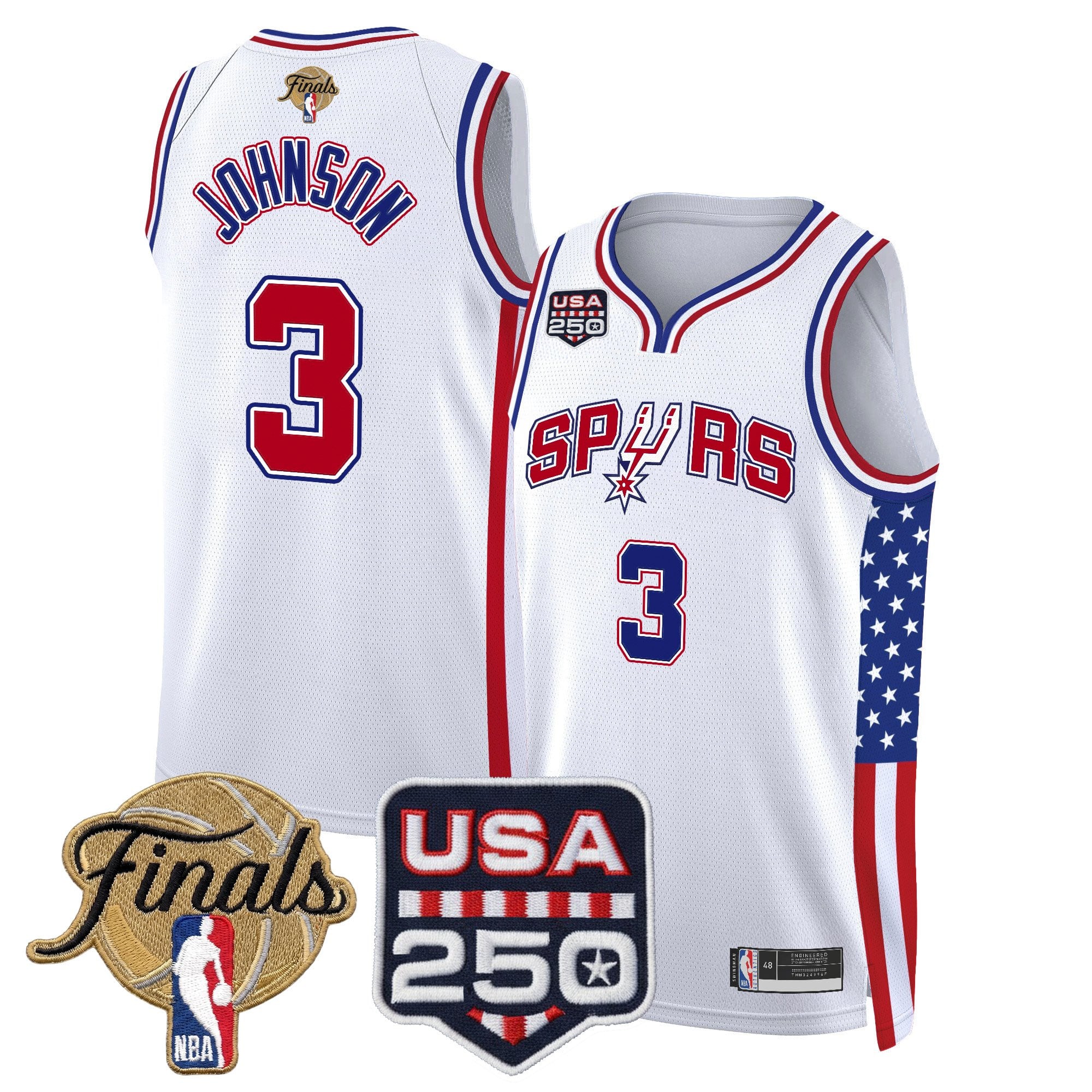 Men's San Antonio Spurs "America 250 Edition" 2026 Finals Patch Swingman Jersey - All Stitched