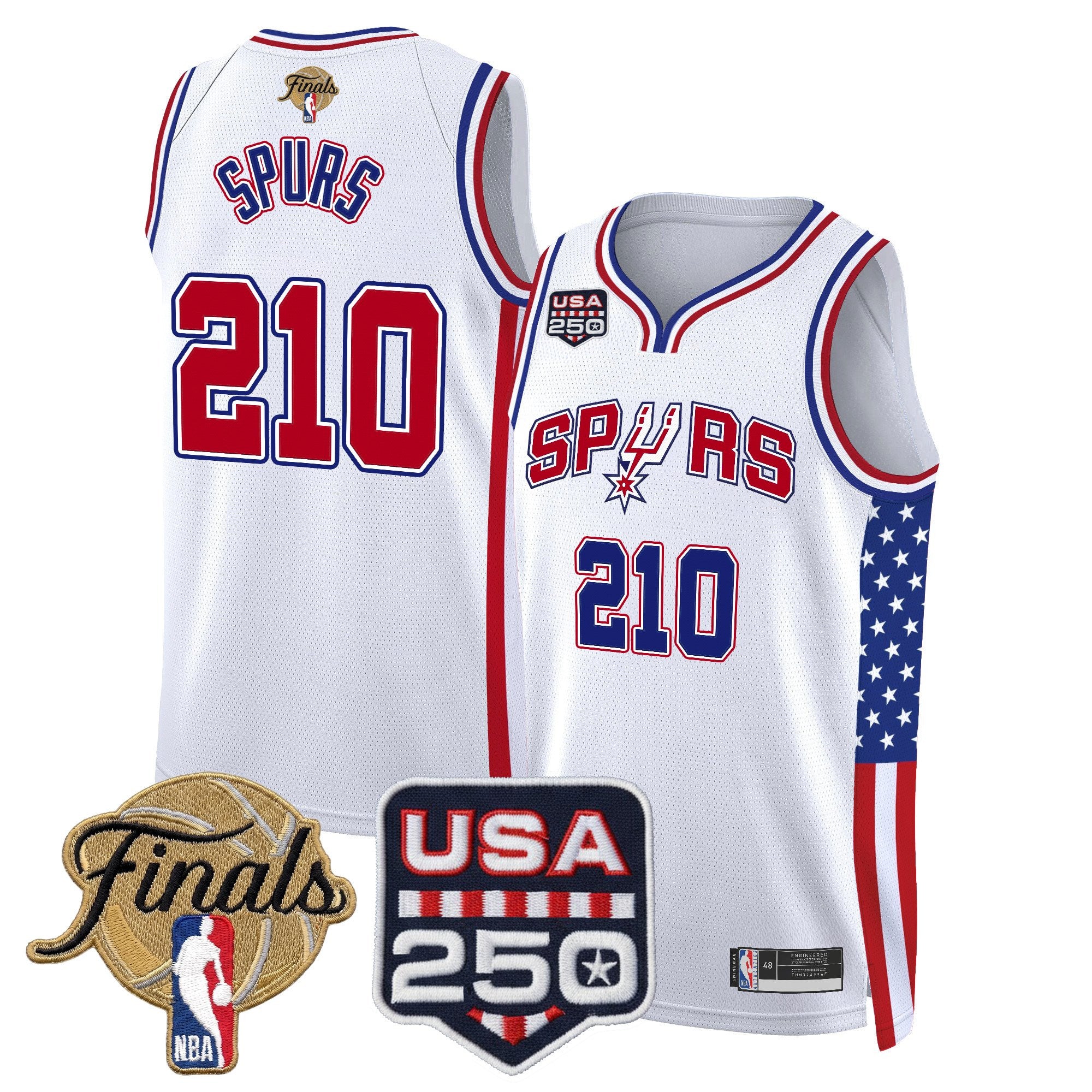 Men's San Antonio Spurs "America 250 Edition" 2026 Finals Patch Swingman Jersey - All Stitched