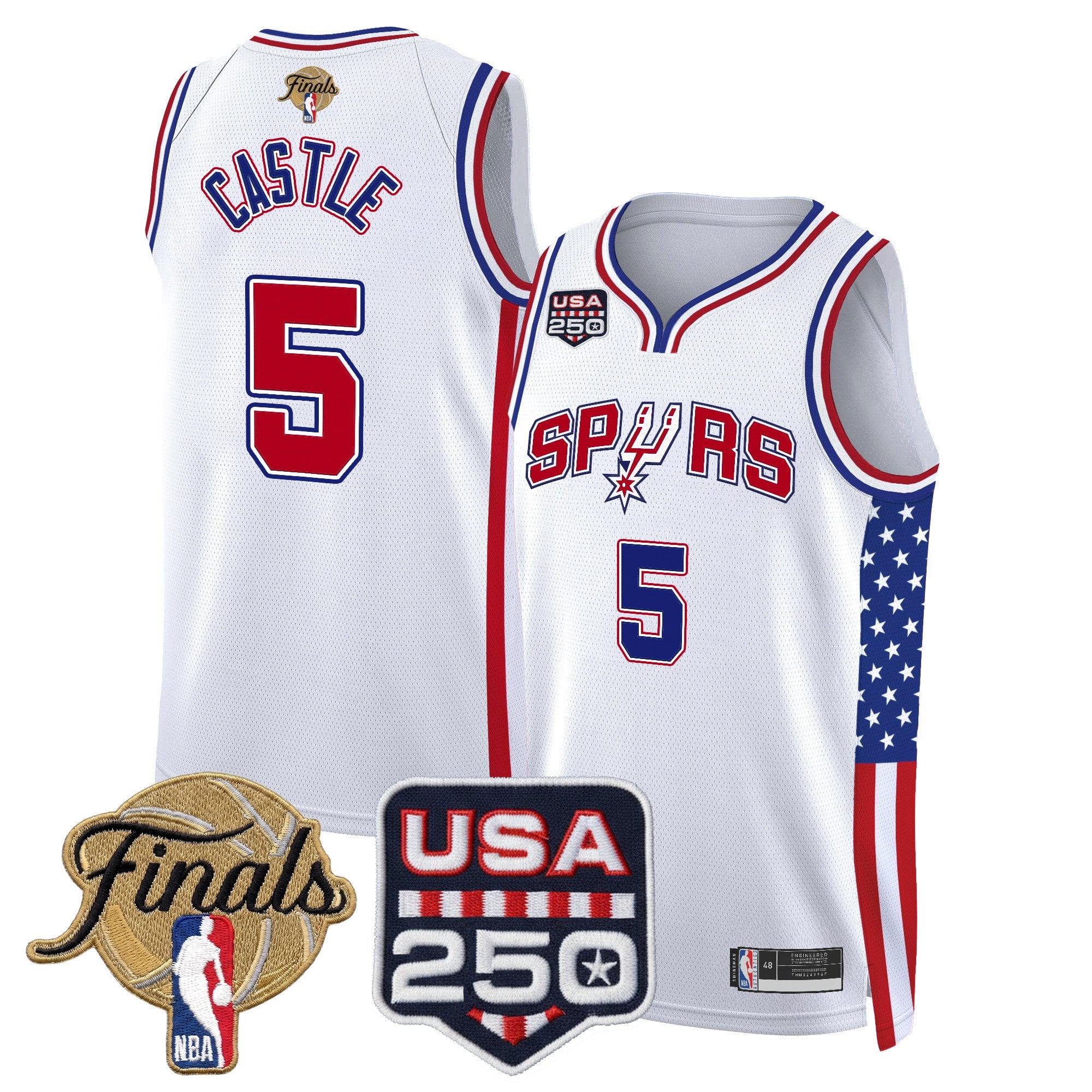 Men's San Antonio Spurs "America 250 Edition" 2026 Finals Patch Swingman Jersey - All Stitched