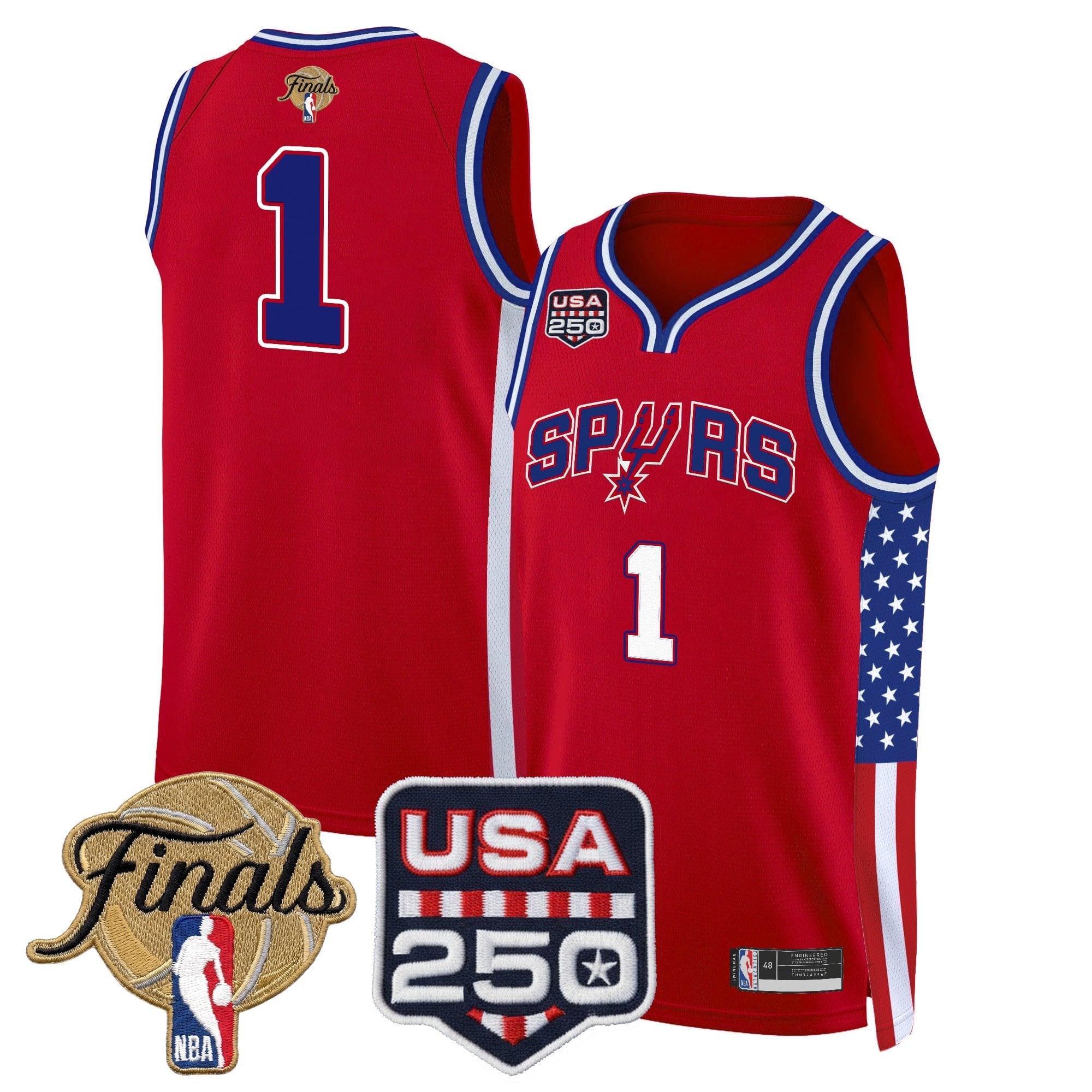 Men's San Antonio Spurs "America 250 Edition" 2026 Finals Patch Swingman Jersey - All Stitched