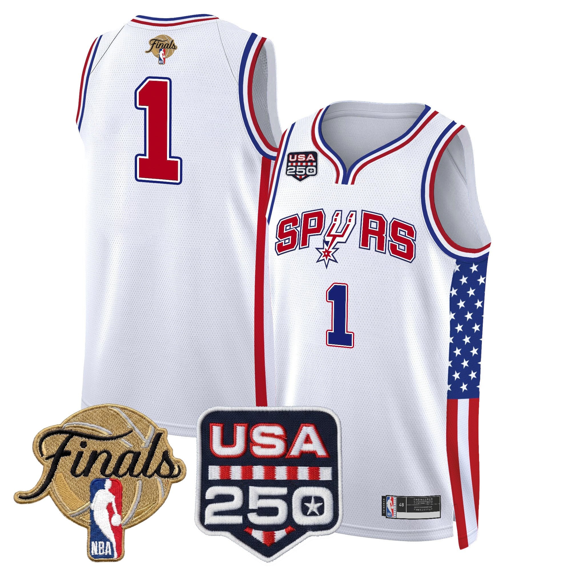 Men's San Antonio Spurs "America 250 Edition" 2026 Finals Patch Swingman Jersey - All Stitched
