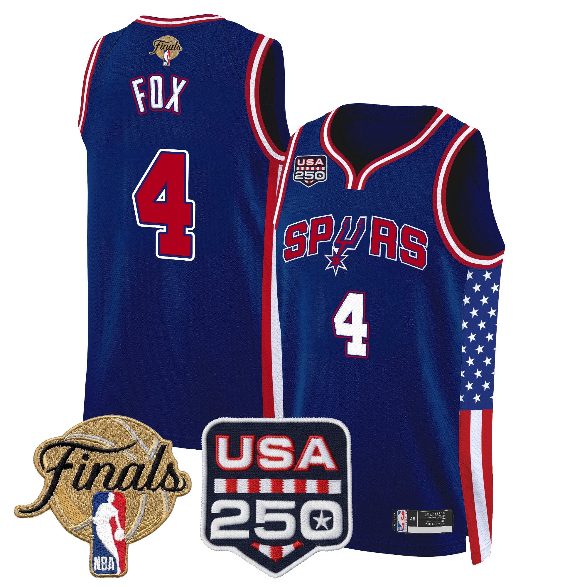 Men's San Antonio Spurs "America 250 Edition" 2026 Finals Patch Swingman Jersey - All Stitched