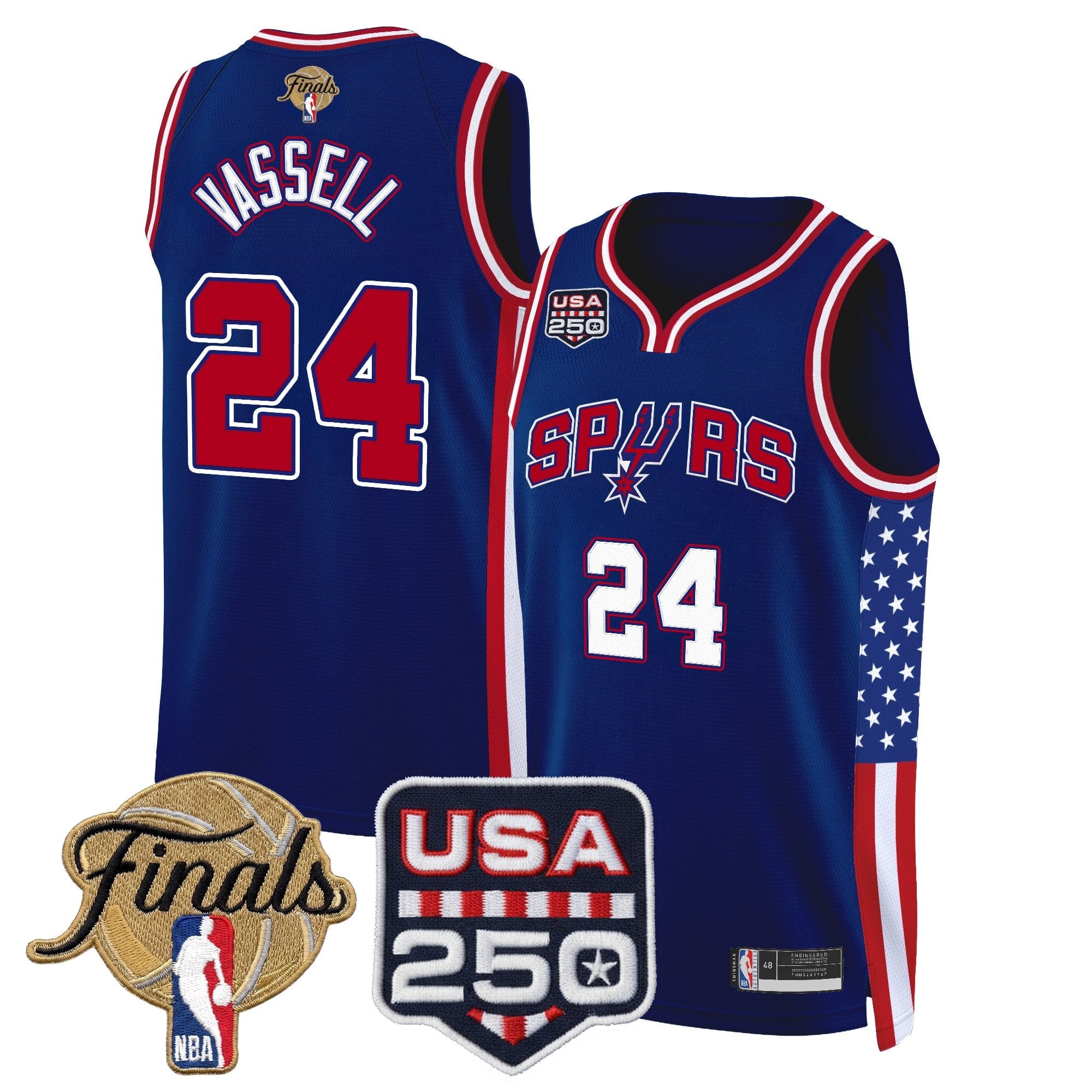 Men's San Antonio Spurs "America 250 Edition" 2026 Finals Patch Swingman Jersey - All Stitched