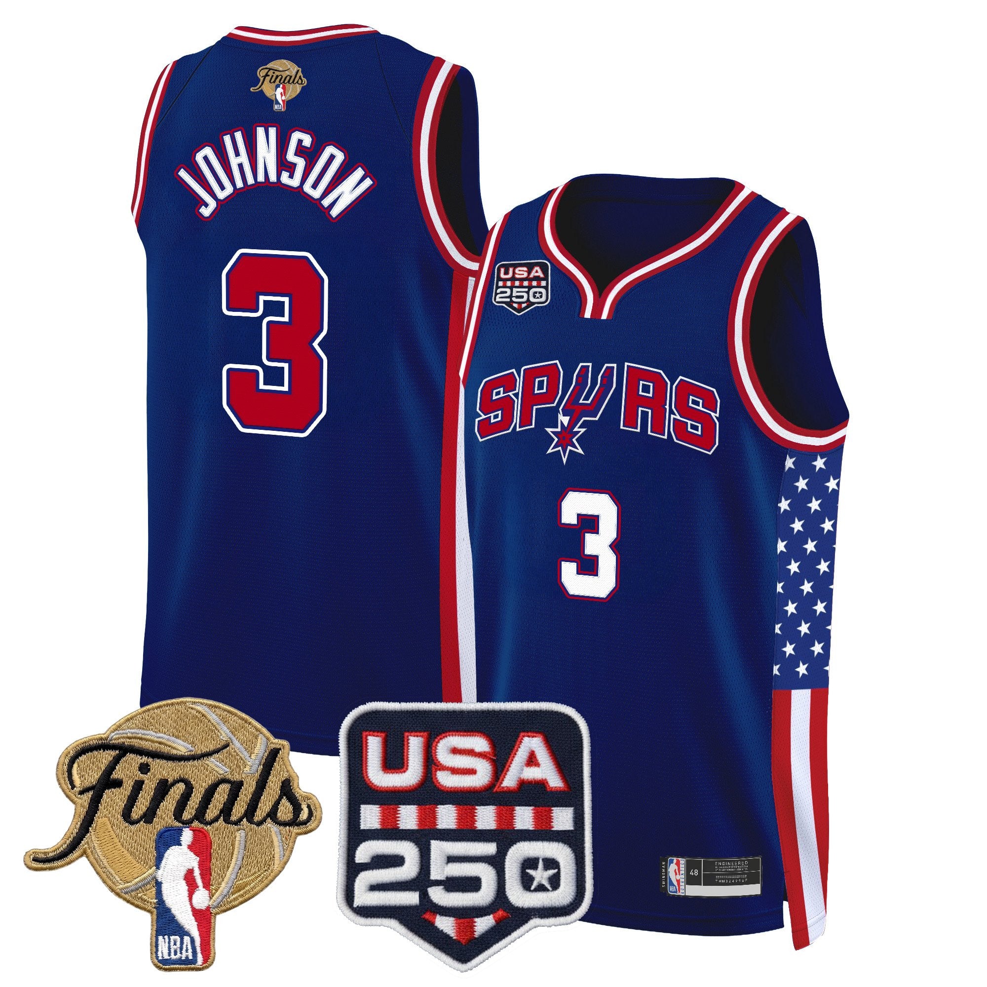 Men's San Antonio Spurs "America 250 Edition" 2026 Finals Patch Swingman Jersey - All Stitched