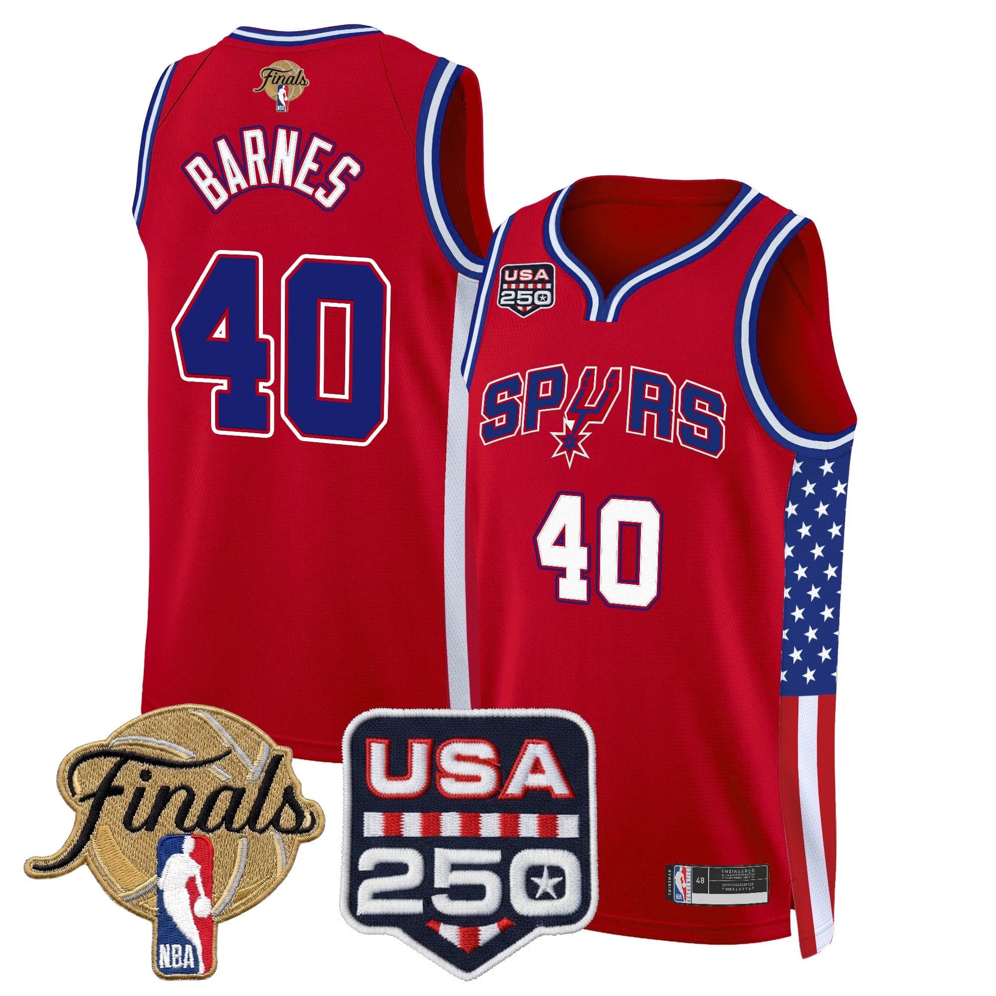Men's San Antonio Spurs "America 250 Edition" 2026 Finals Patch Swingman Jersey - All Stitched