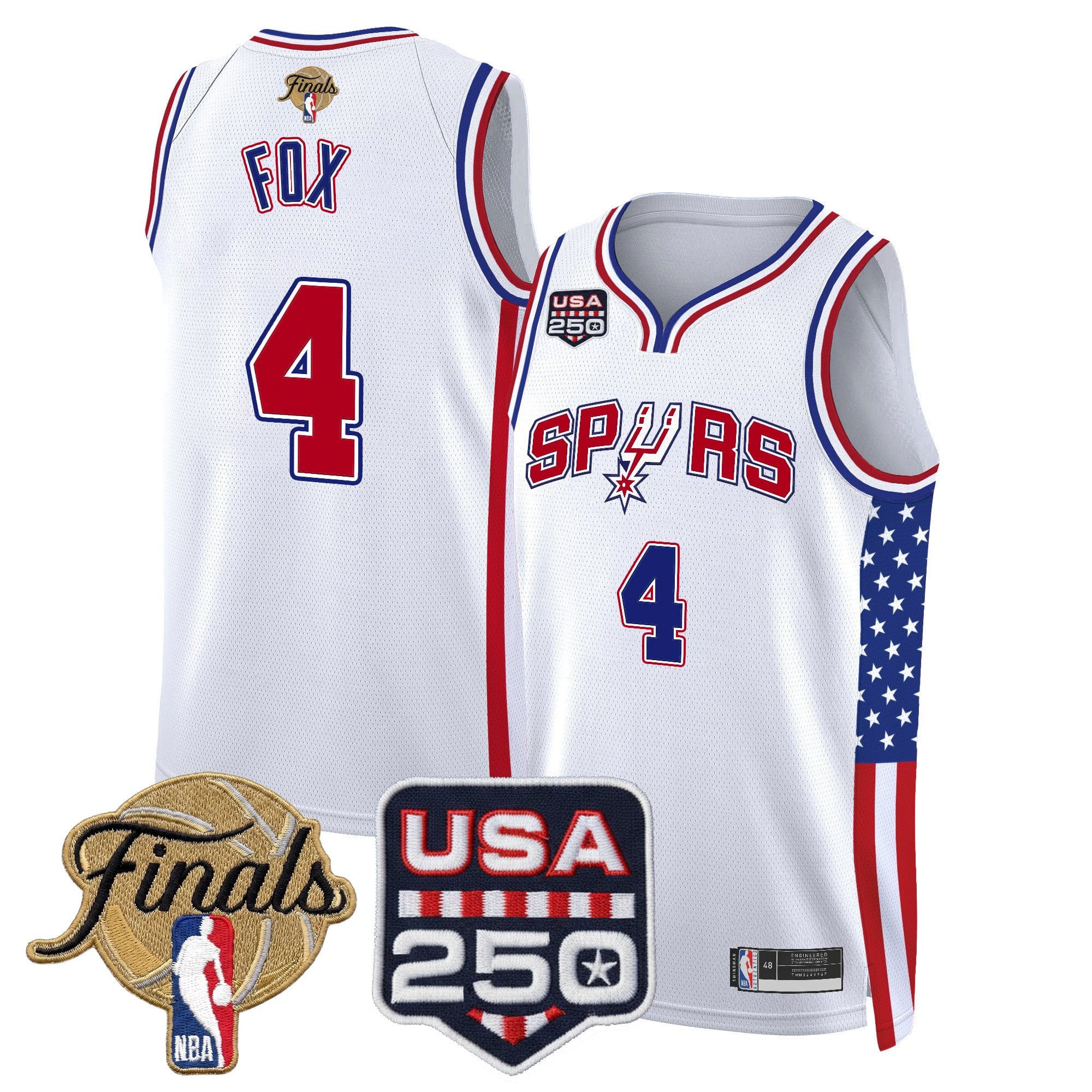 Men's San Antonio Spurs "America 250 Edition" 2026 Finals Patch Swingman Jersey - All Stitched