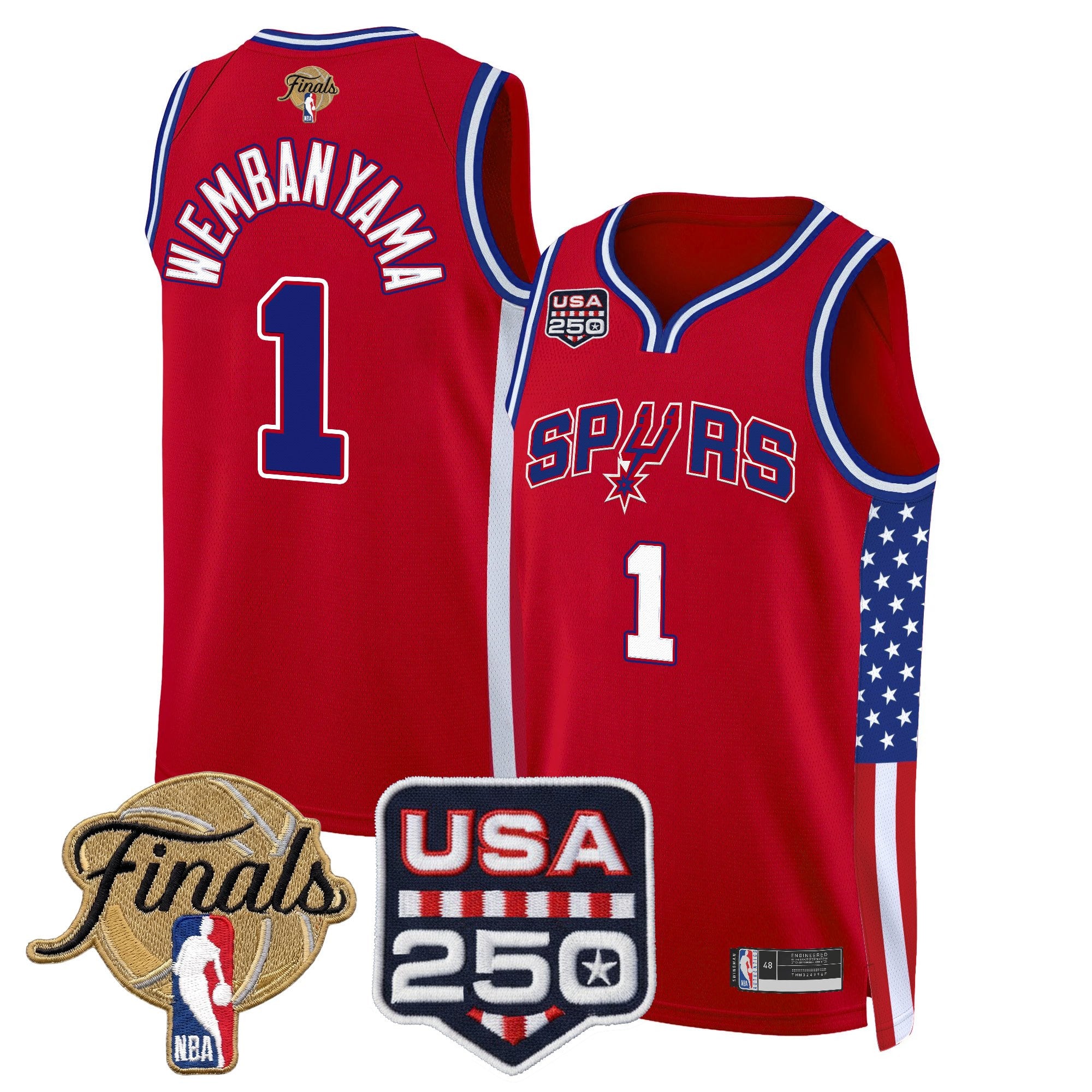 Men's San Antonio Spurs "America 250 Edition" 2026 Finals Patch Swingman Jersey - All Stitched