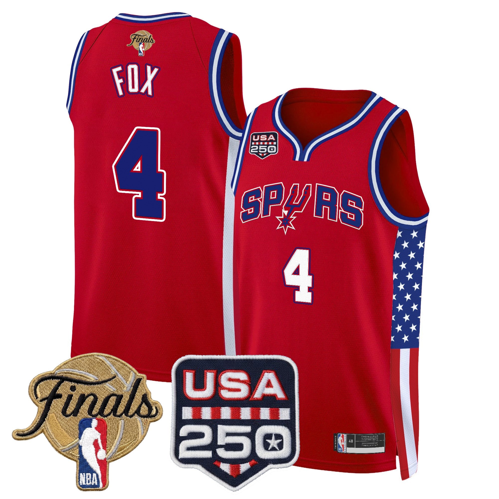 Men's San Antonio Spurs "America 250 Edition" 2026 Finals Patch Swingman Jersey - All Stitched
