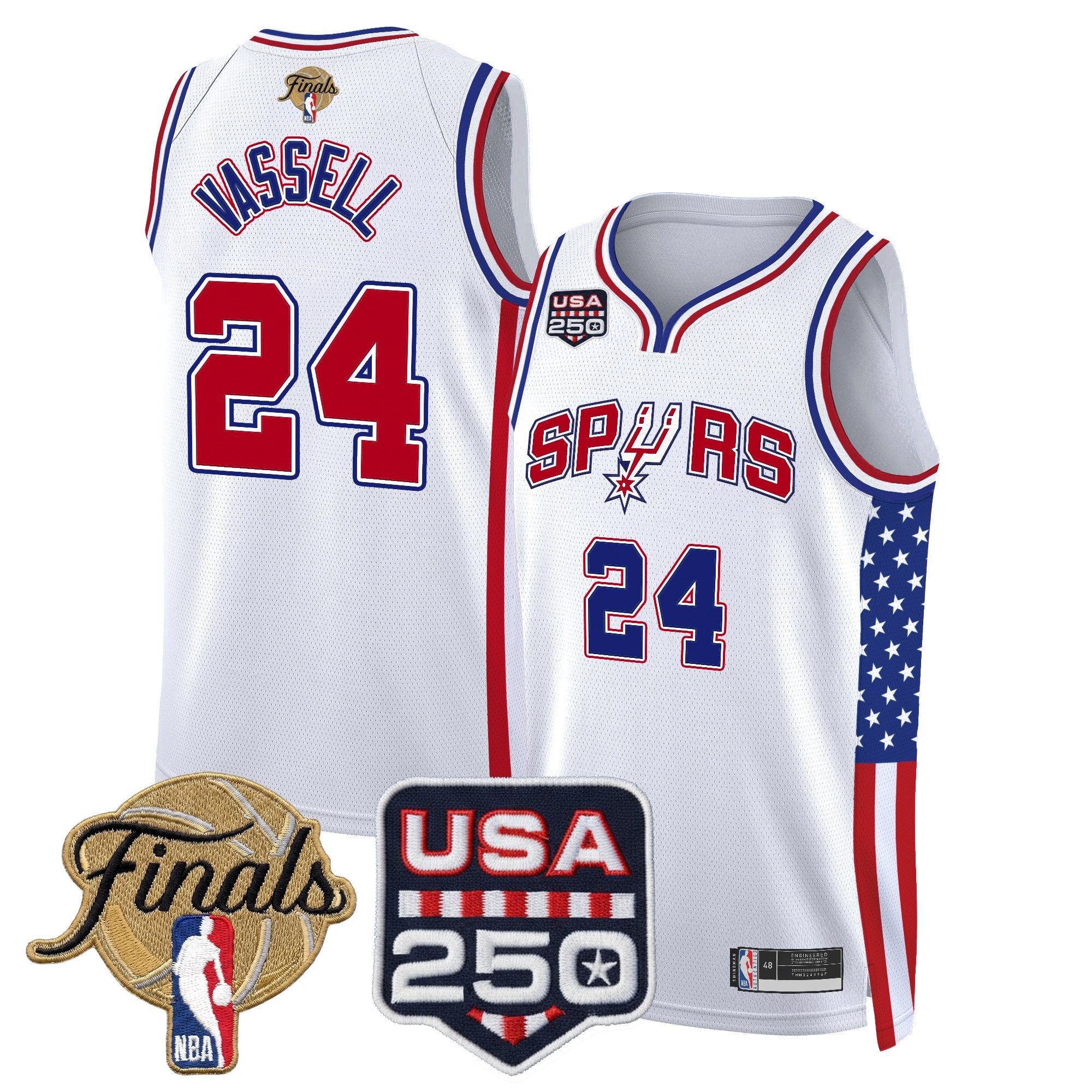 Men's San Antonio Spurs "America 250 Edition" 2026 Finals Patch Swingman Jersey - All Stitched