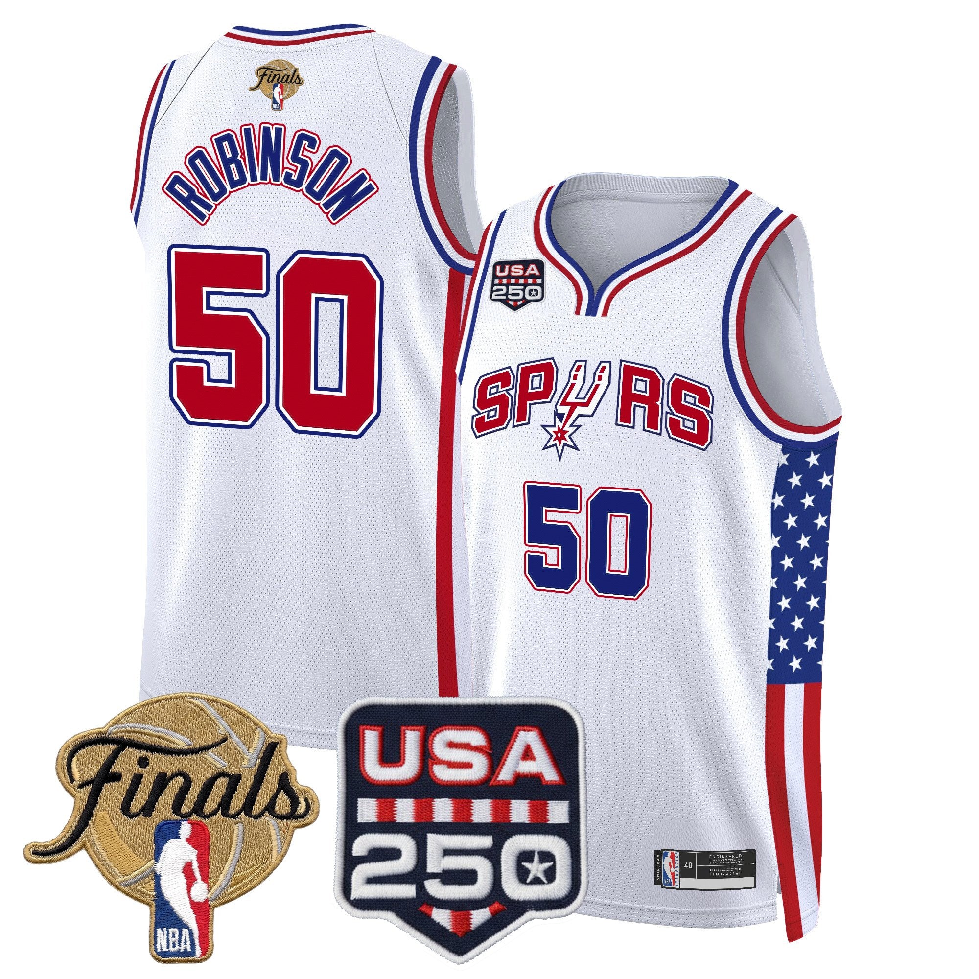 Men's San Antonio Spurs "America 250 Edition" 2026 Finals Patch Swingman Jersey - All Stitched