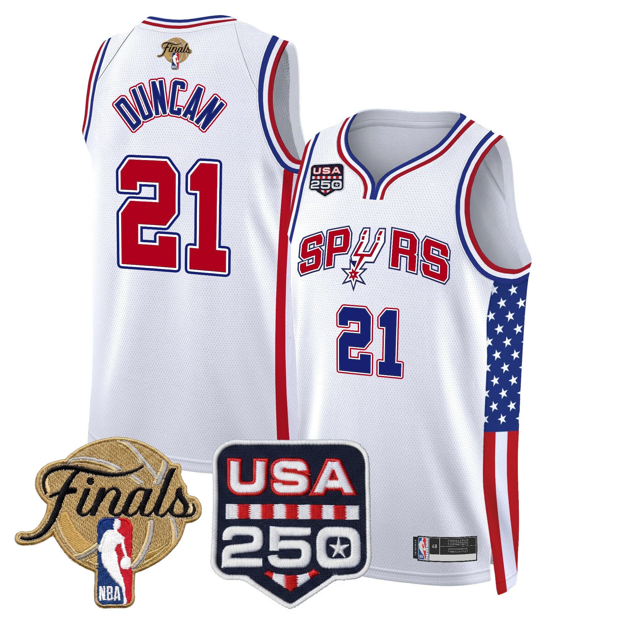 Men's San Antonio Spurs "America 250 Edition" 2026 Finals Patch Swingman Jersey - All Stitched