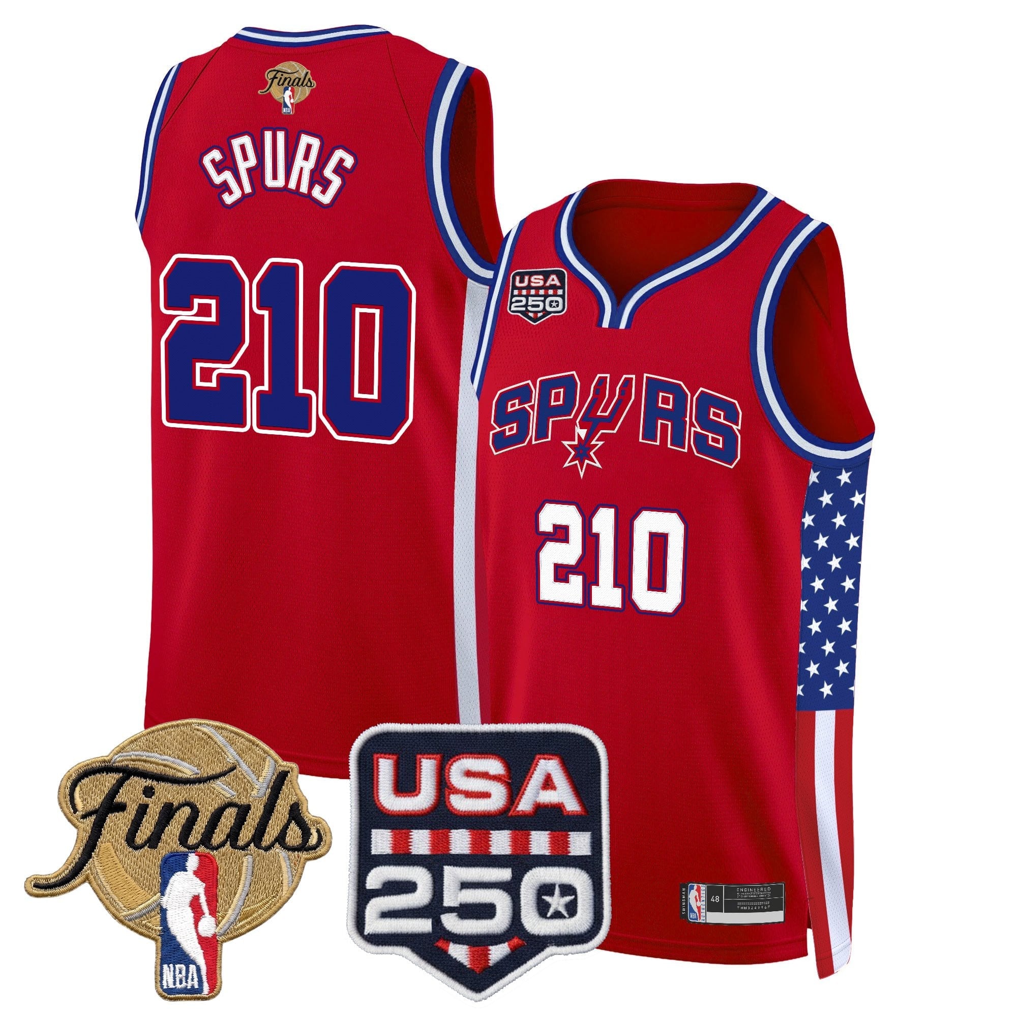 Men's San Antonio Spurs "America 250 Edition" 2026 Finals Patch Swingman Jersey - All Stitched