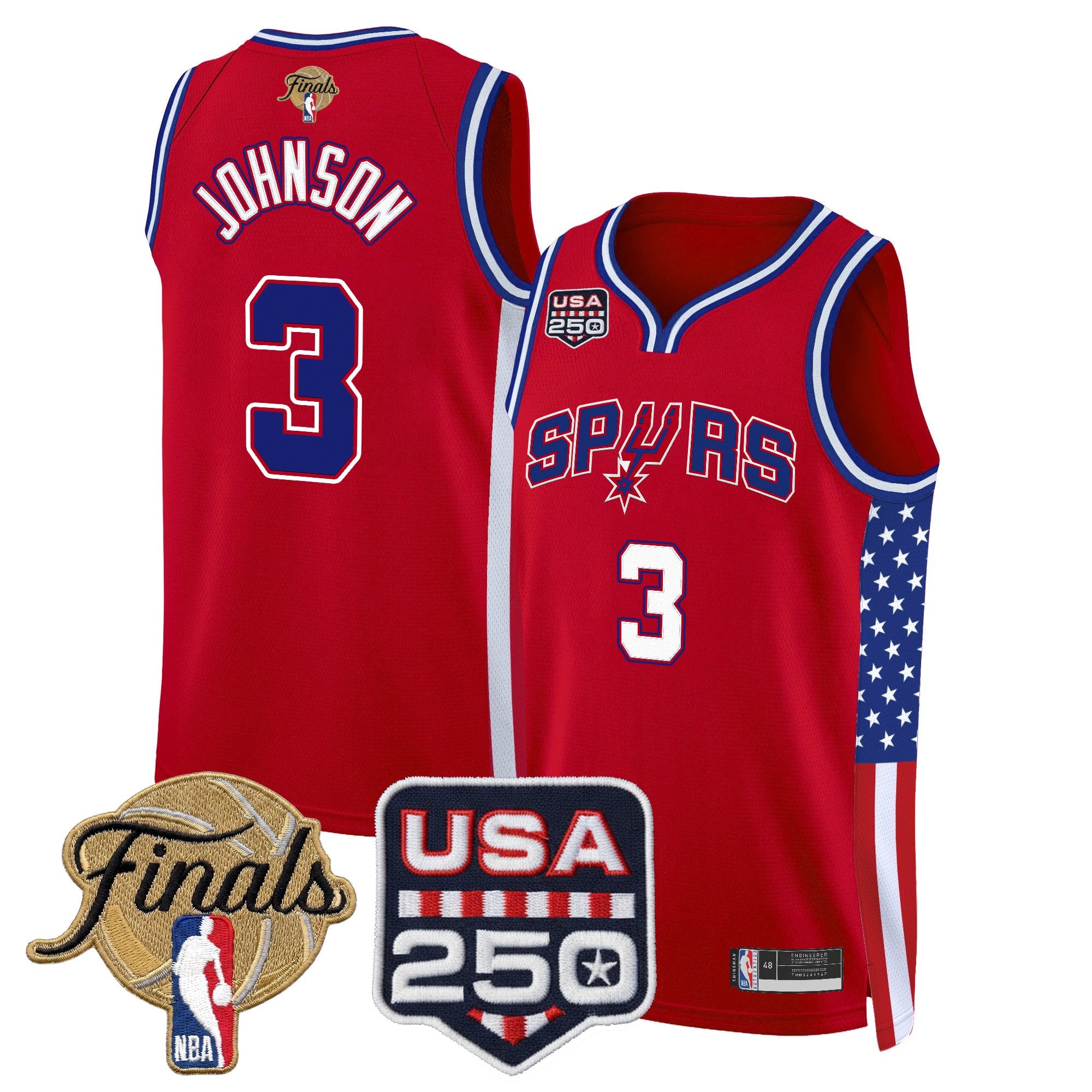 Men's San Antonio Spurs "America 250 Edition" 2026 Finals Patch Swingman Jersey - All Stitched