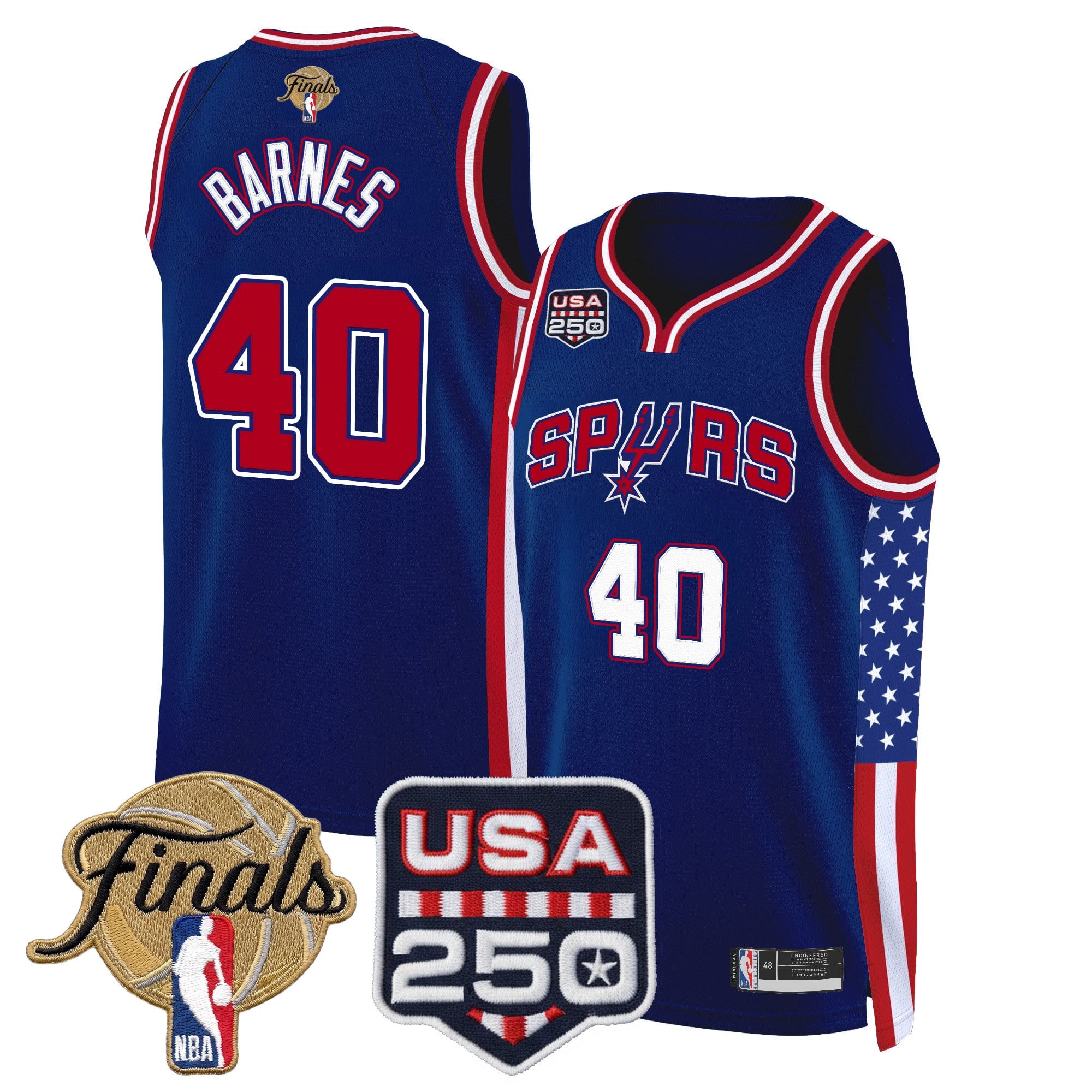 Men's San Antonio Spurs "America 250 Edition" 2026 Finals Patch Swingman Jersey - All Stitched