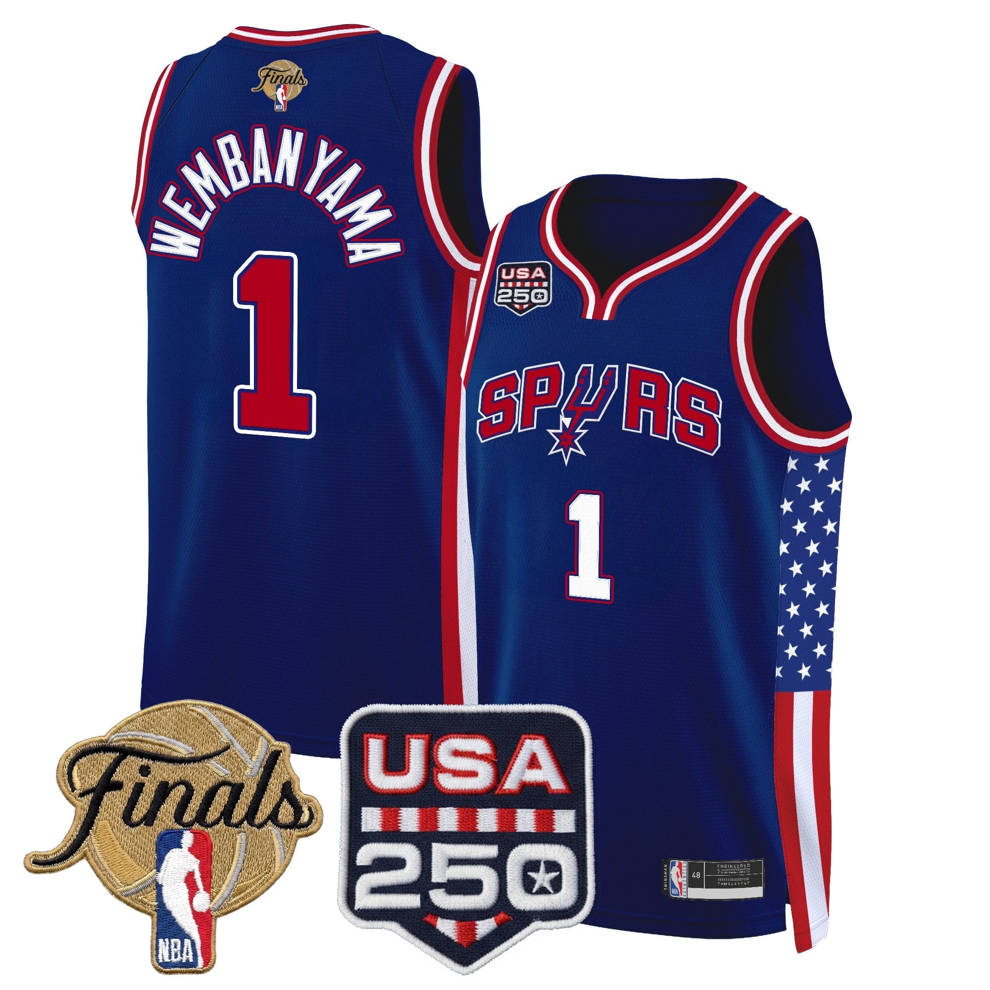 Men's San Antonio Spurs "America 250 Edition" 2026 Finals Patch Swingman Jersey - All Stitched