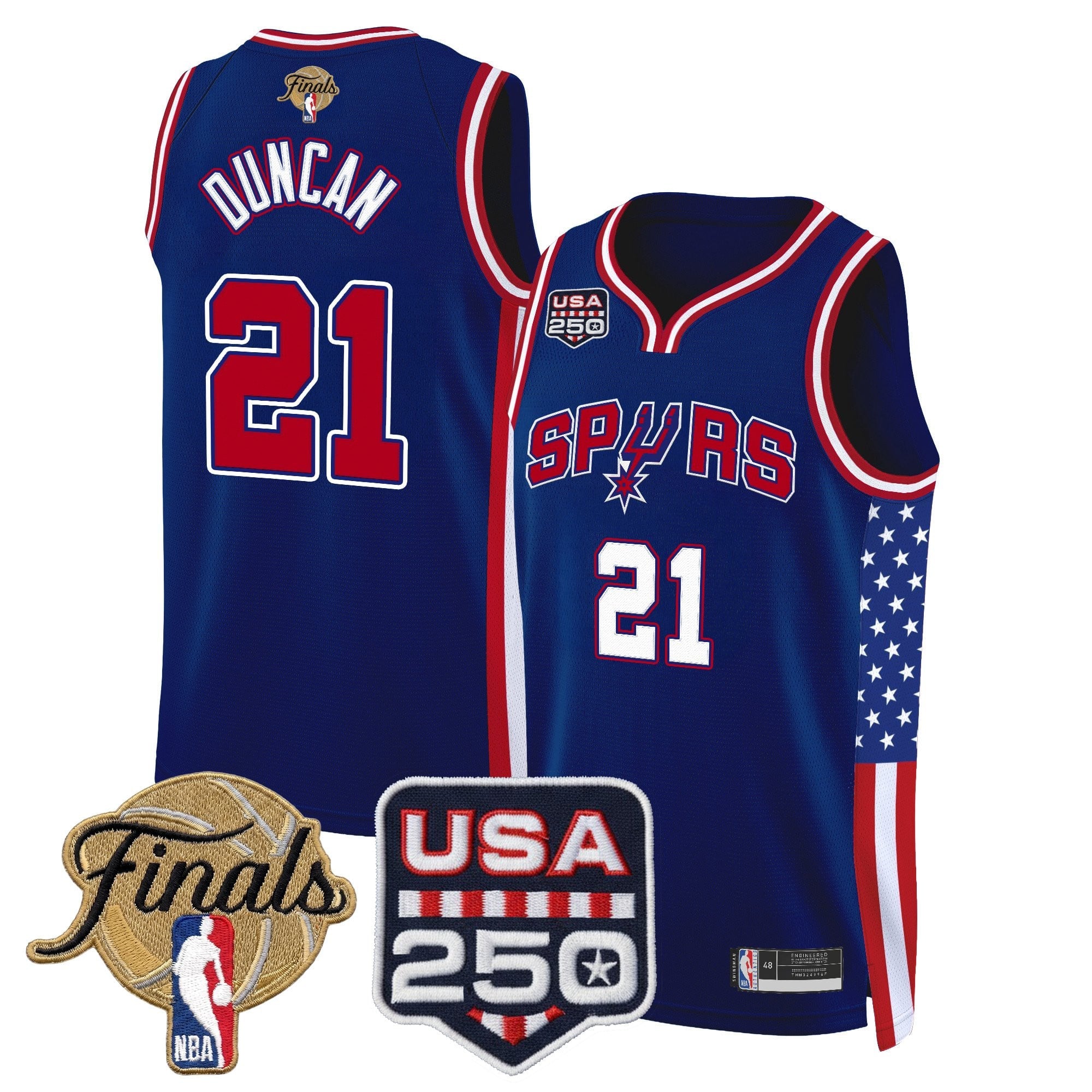 Men's San Antonio Spurs "America 250 Edition" 2026 Finals Patch Swingman Jersey - All Stitched