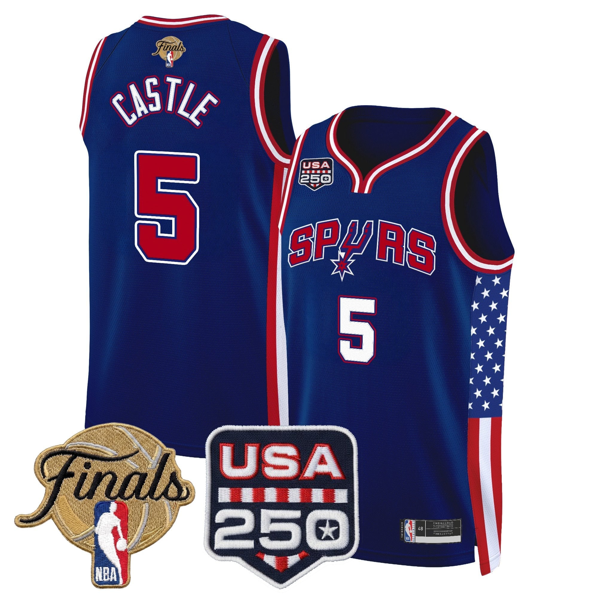 Men's San Antonio Spurs "America 250 Edition" 2026 Finals Patch Swingman Jersey - All Stitched