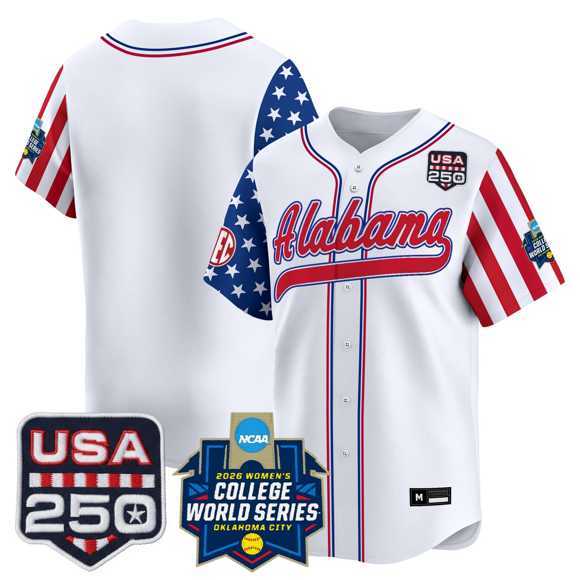 Men's Size - Alabama Softball "America 250 Edition" Vapor Premier Limited Jersey - 2026 World Series (WCWS) - All Stitched