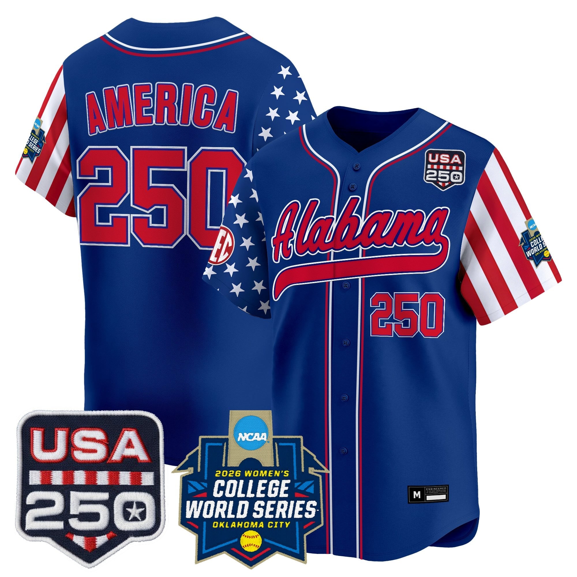 Men's Size - Alabama Softball "America 250 Edition" Vapor Premier Limited Jersey - 2026 World Series (WCWS) - All Stitched