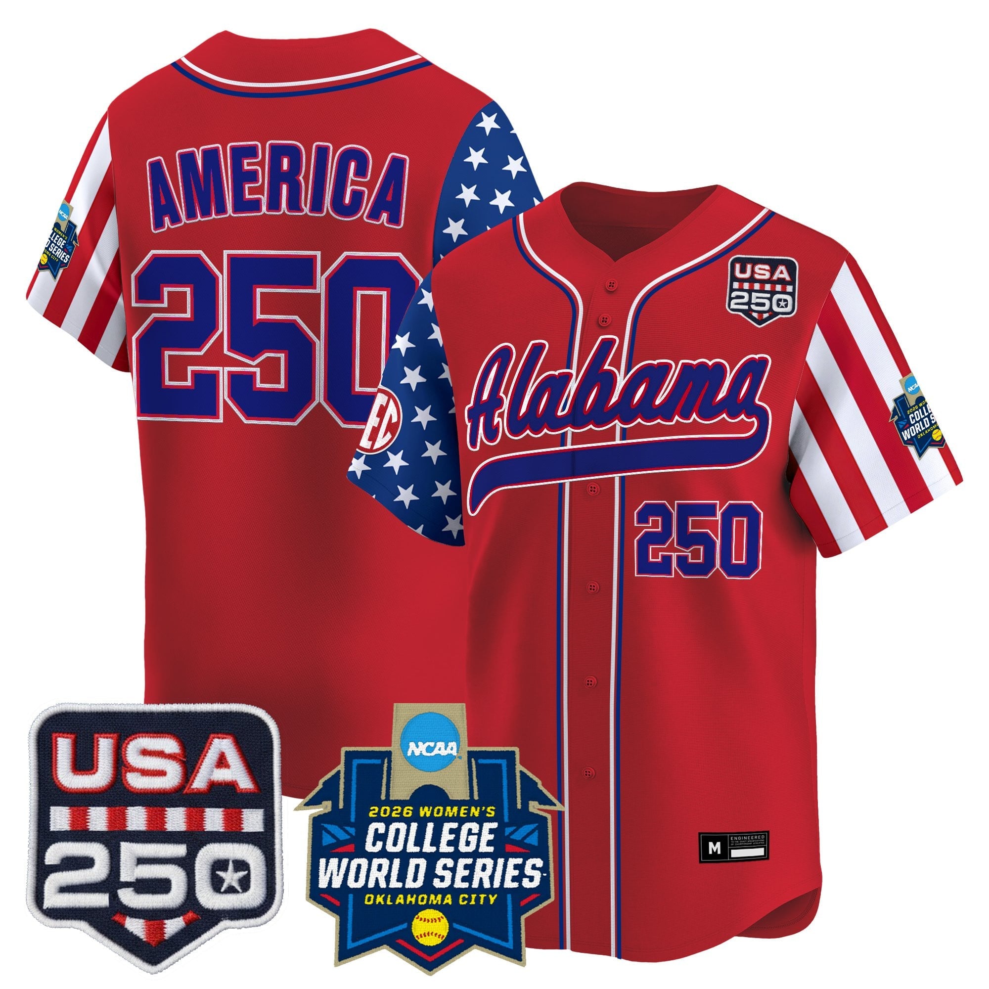 Men's Size - Alabama Softball "America 250 Edition" Vapor Premier Limited Jersey - 2026 World Series (WCWS) - All Stitched