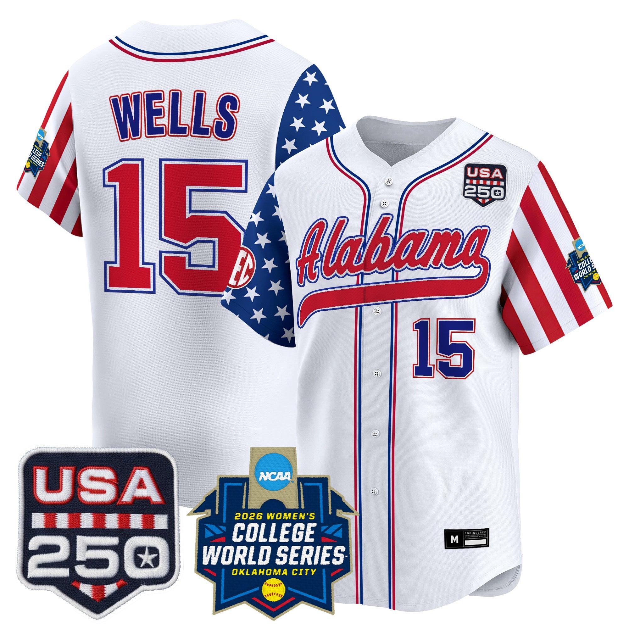Men's Size - Alabama Softball "America 250 Edition" Vapor Premier Limited Jersey - 2026 World Series (WCWS) - All Stitched