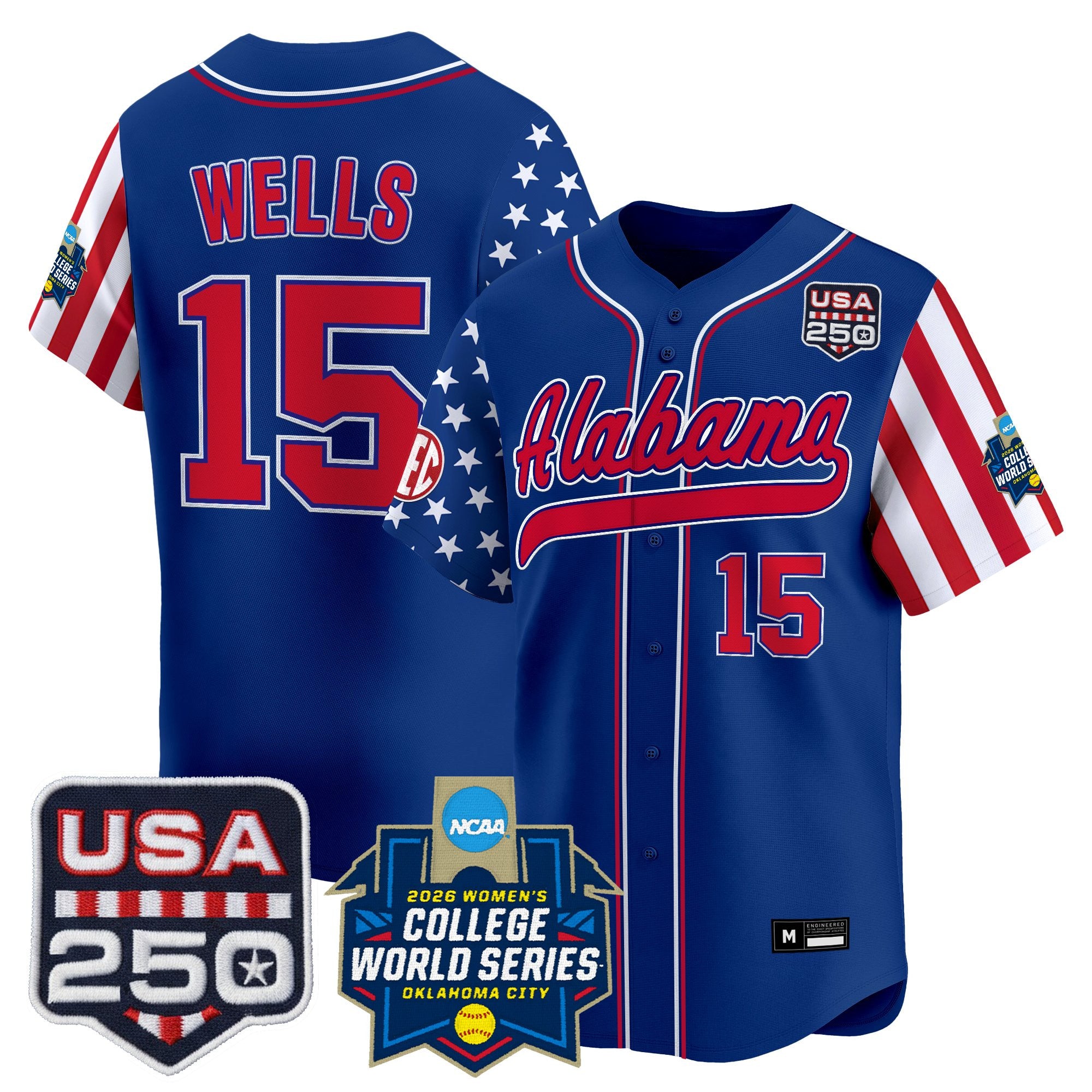 Men's Size - Alabama Softball "America 250 Edition" Vapor Premier Limited Jersey - 2026 World Series (WCWS) - All Stitched