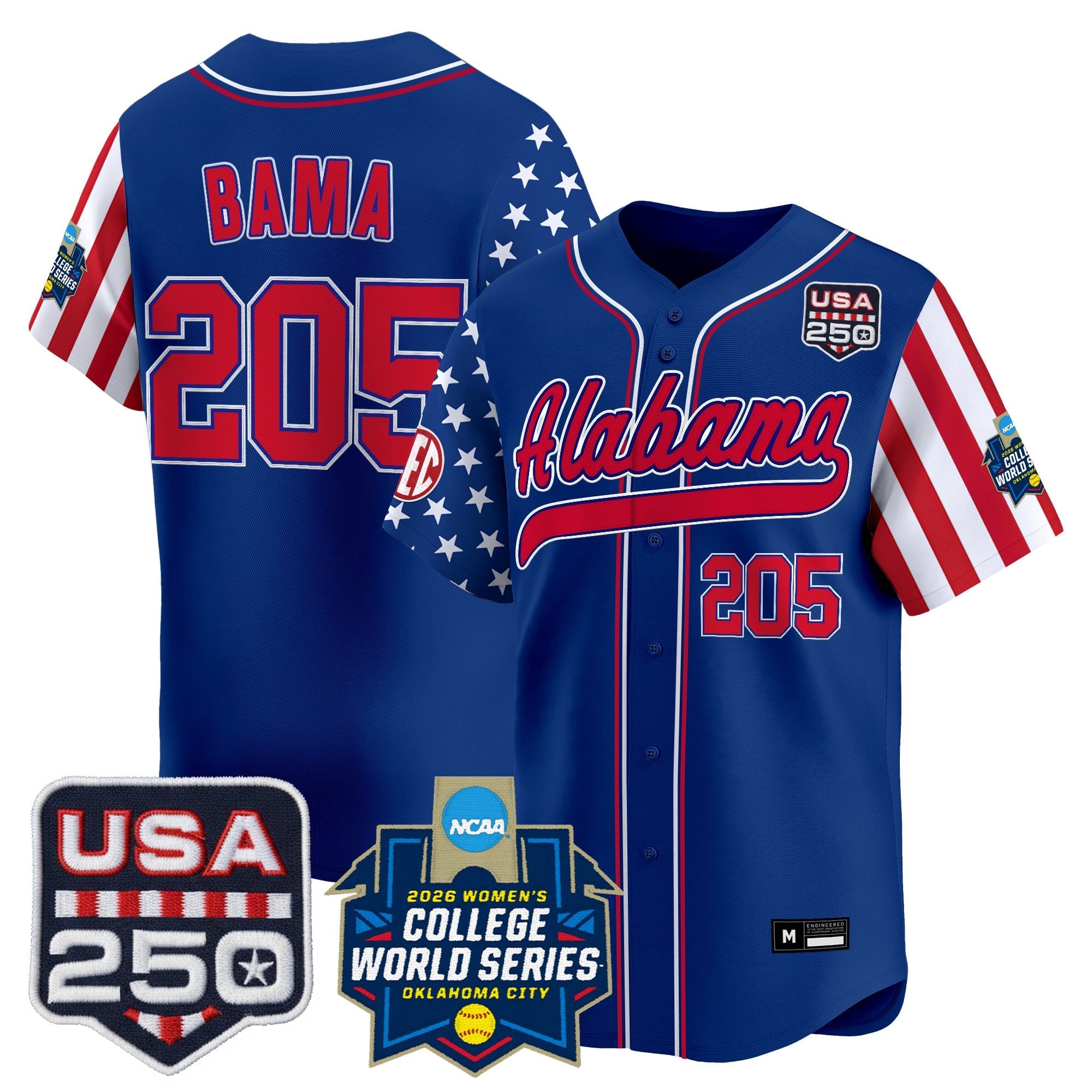 Men's Size - Alabama Softball "America 250 Edition" Vapor Premier Limited Jersey - 2026 World Series (WCWS) - All Stitched