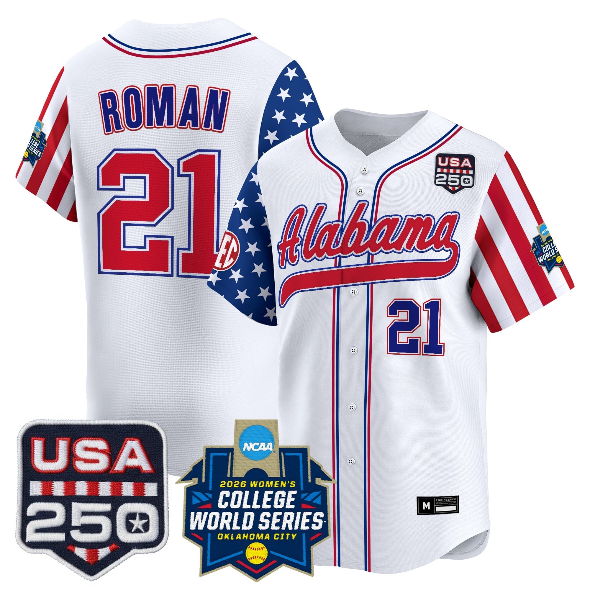 Men's Size - Alabama Softball "America 250 Edition" Vapor Premier Limited Jersey - 2026 World Series (WCWS) - All Stitched