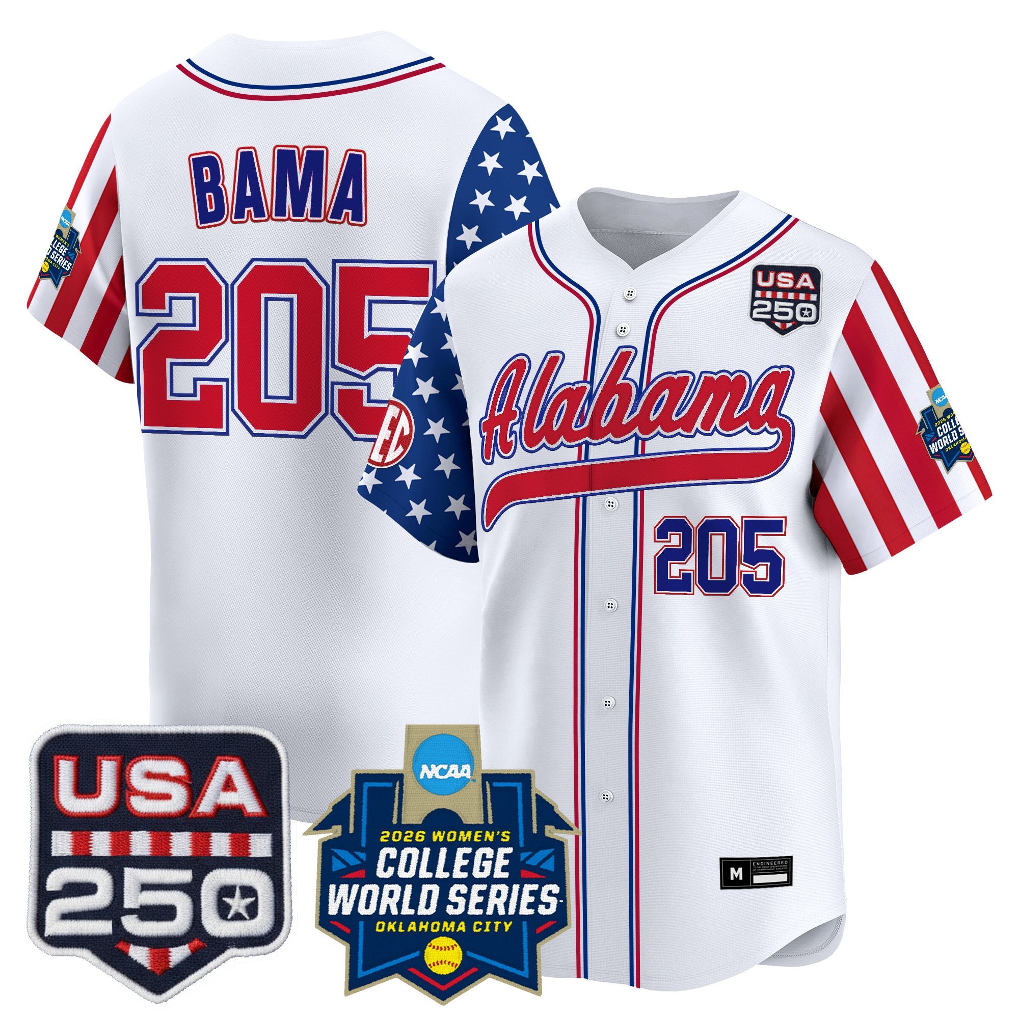 Men's Size - Alabama Softball "America 250 Edition" Vapor Premier Limited Jersey - 2026 World Series (WCWS) - All Stitched