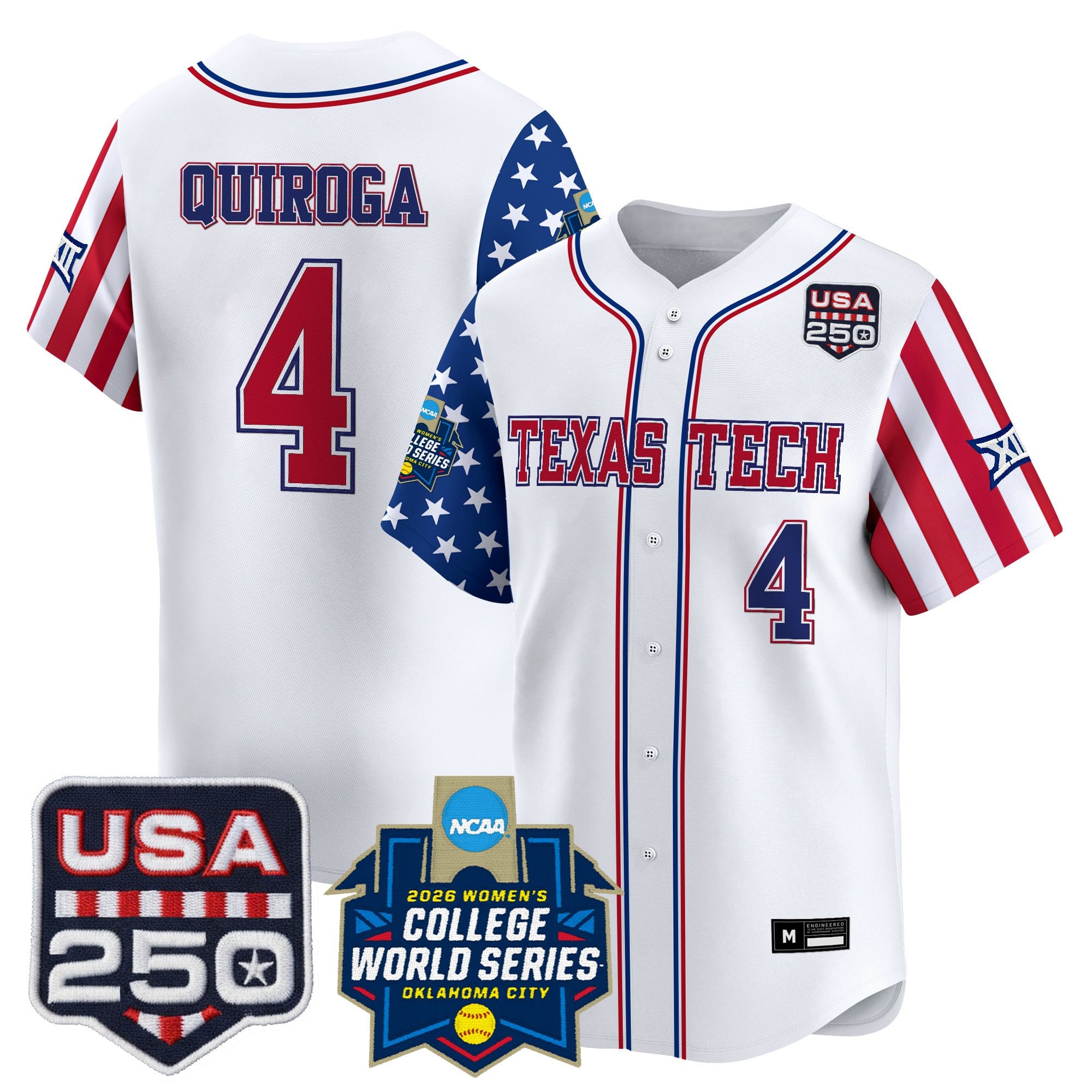 Men's Size - Texas Tech Red Raiders "America 250 Edition" Vapor Premier Limited Jersey - 2026 World Series (WCWS) - All Stitched