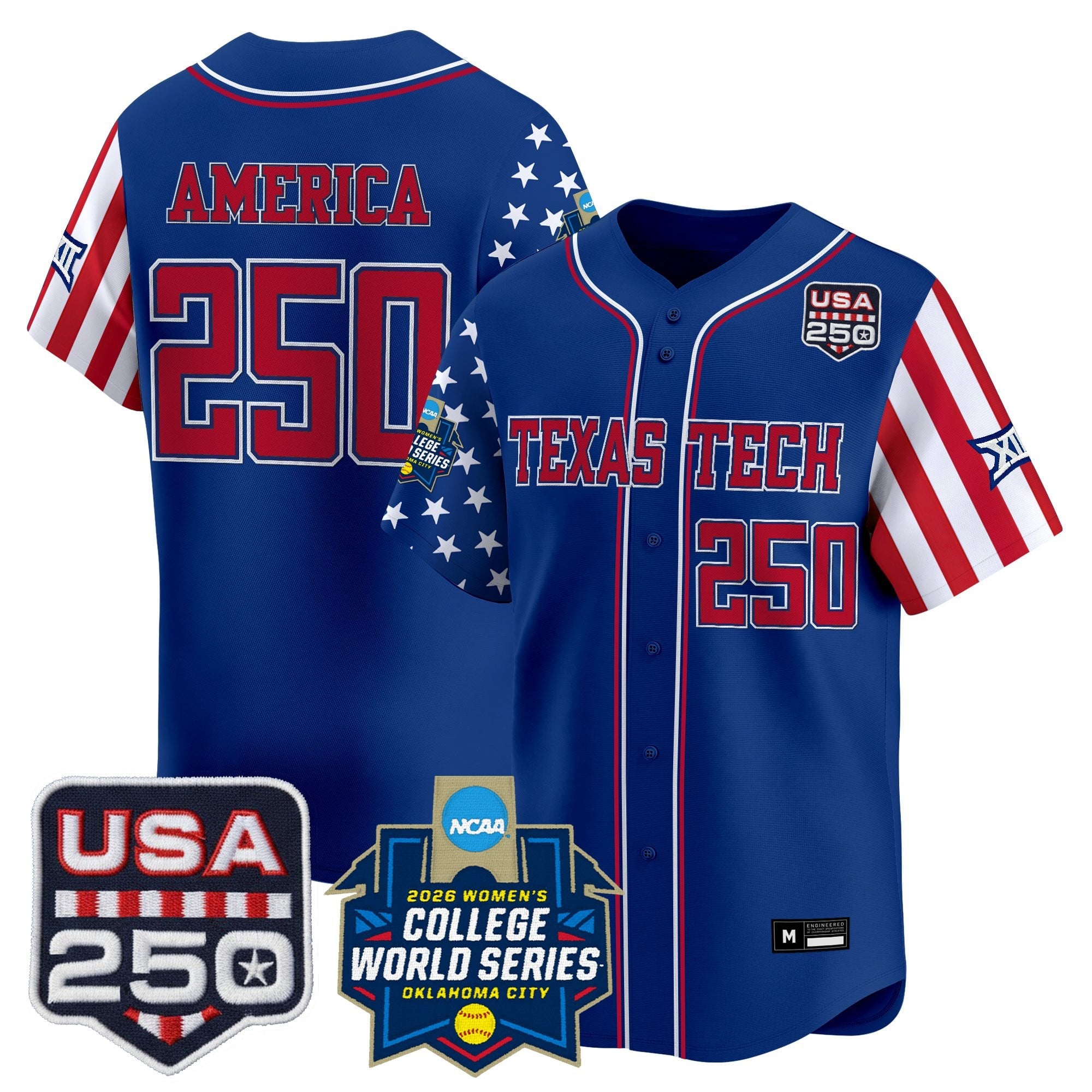 Men's Size - Texas Tech Red Raiders "America 250 Edition" Vapor Premier Limited Jersey - 2026 World Series (WCWS) - All Stitched